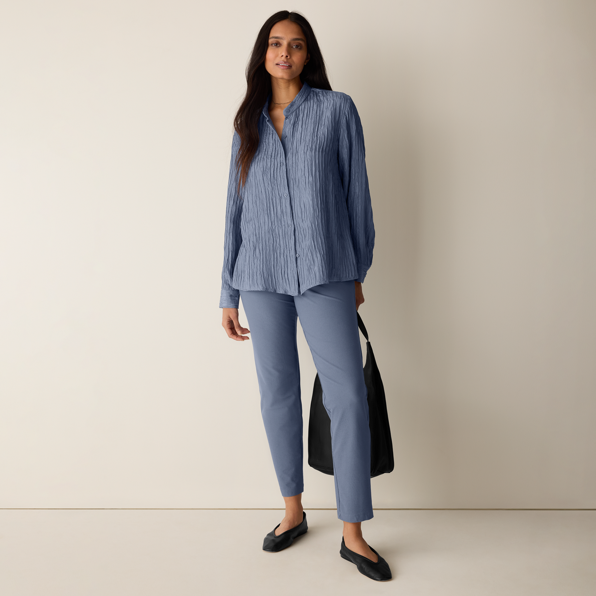 EILEEN FISHER Washable Stretch Crepe Slim Pant