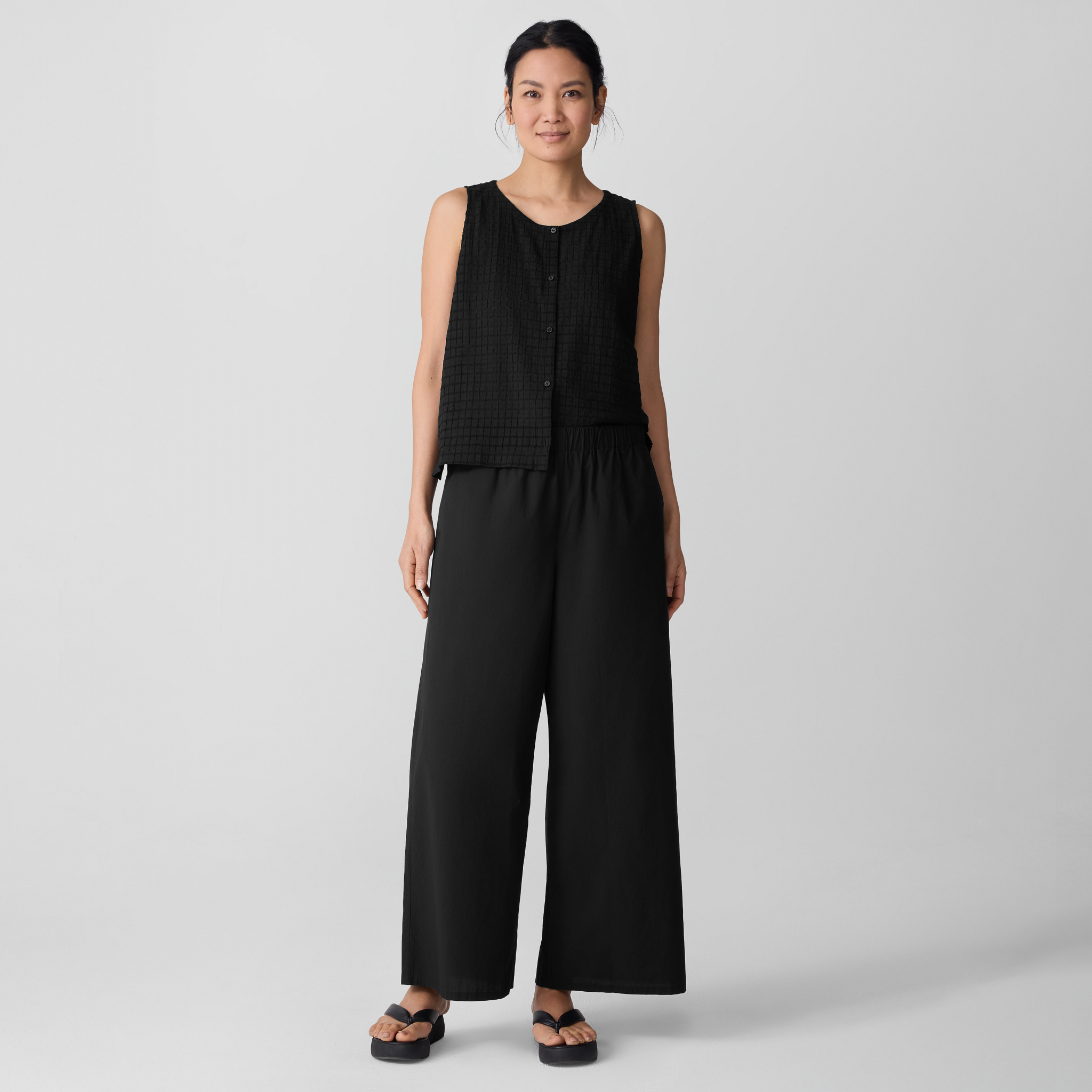 Washed Organic Cotton Poplin Wide-Leg Pant