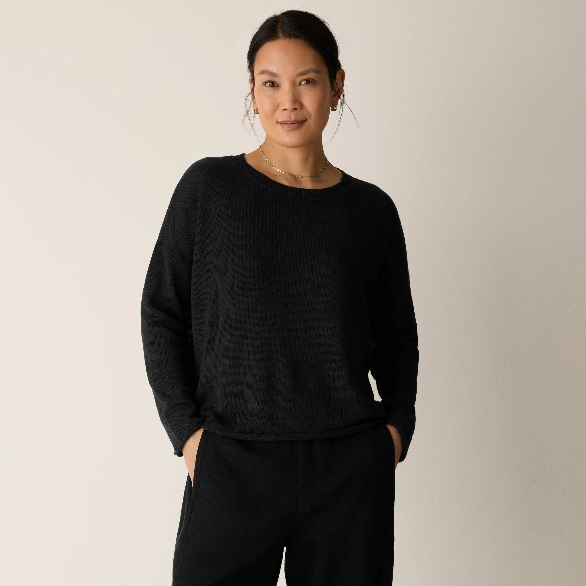Organic Linen Cotton Crew Neck Top