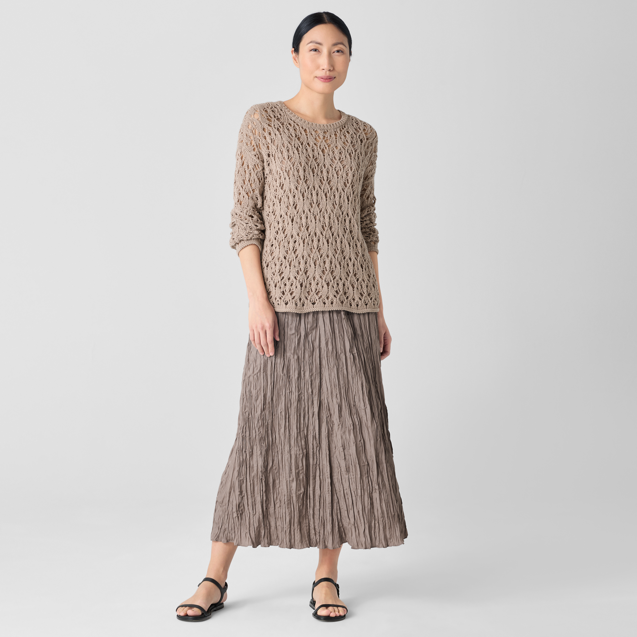 Crushed Silk Flared Skirt | EILEEN FISHER