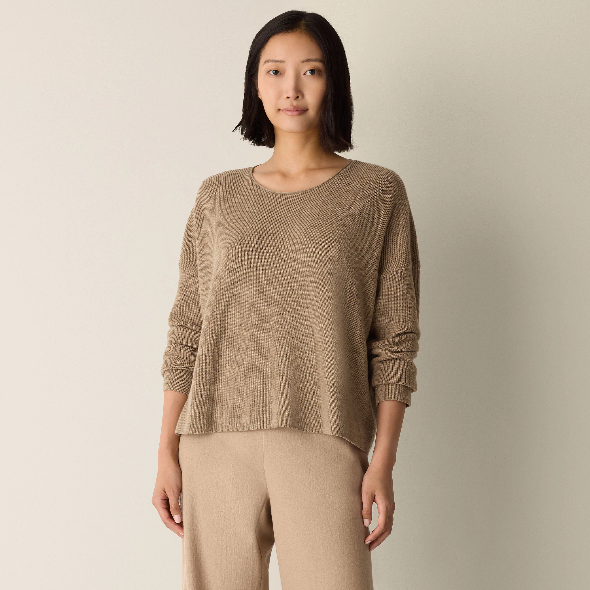 Merino Crew Neck Top in Regenerative Wool from EILEEN FISHER - $191.20