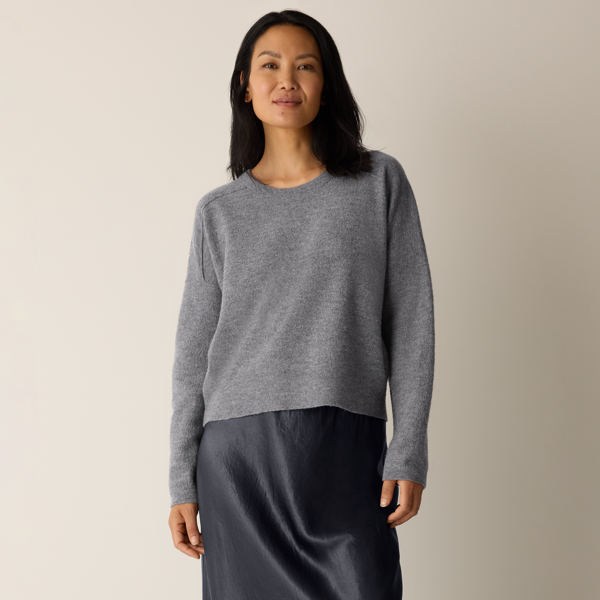 Fine Felted Wool Crew Neck Short Top in Regenerative Wool from EILEEN FISHER - $175.20