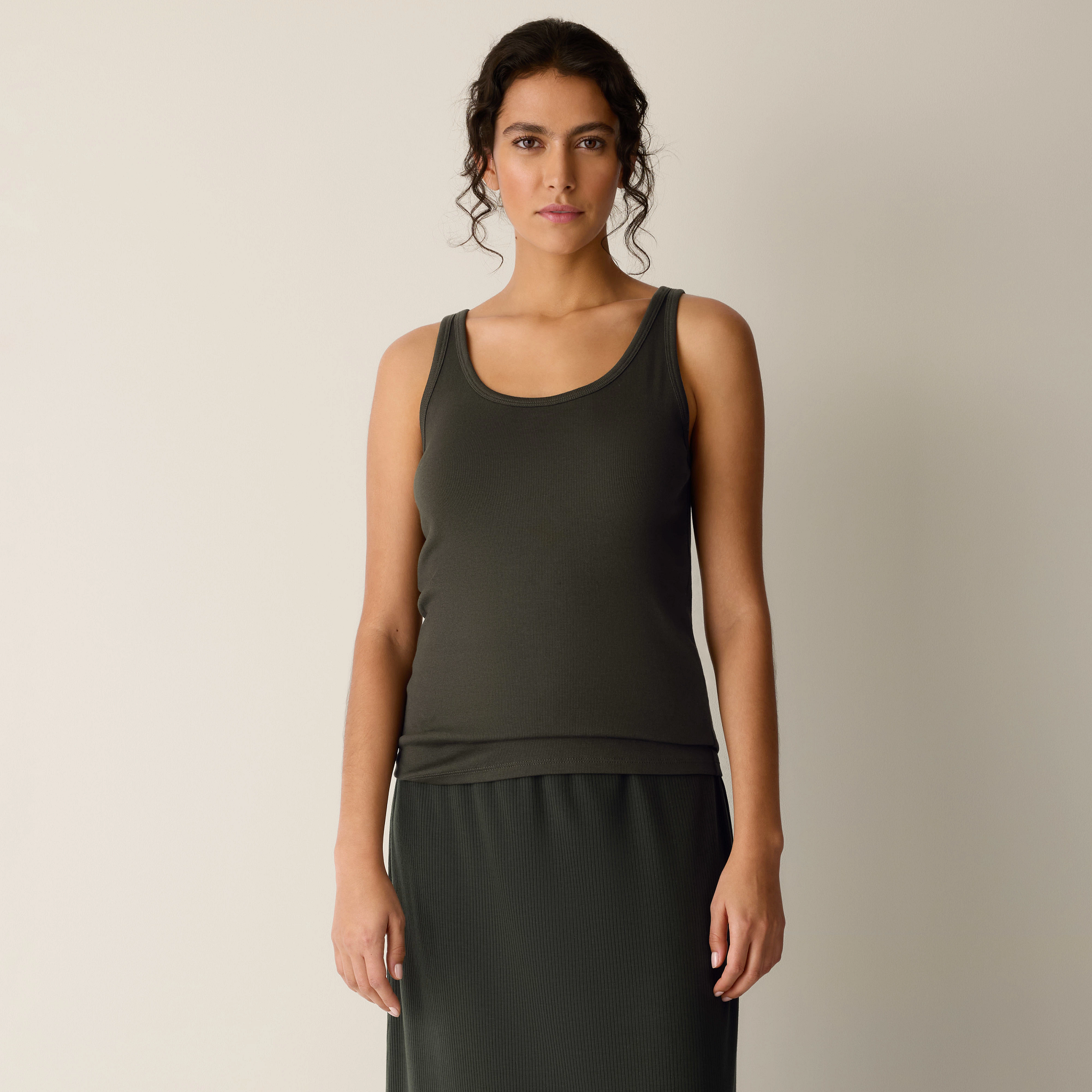 Organic Cotton Stretch Rib Scoop Neck Tank from EILEEN FISHER - $88
