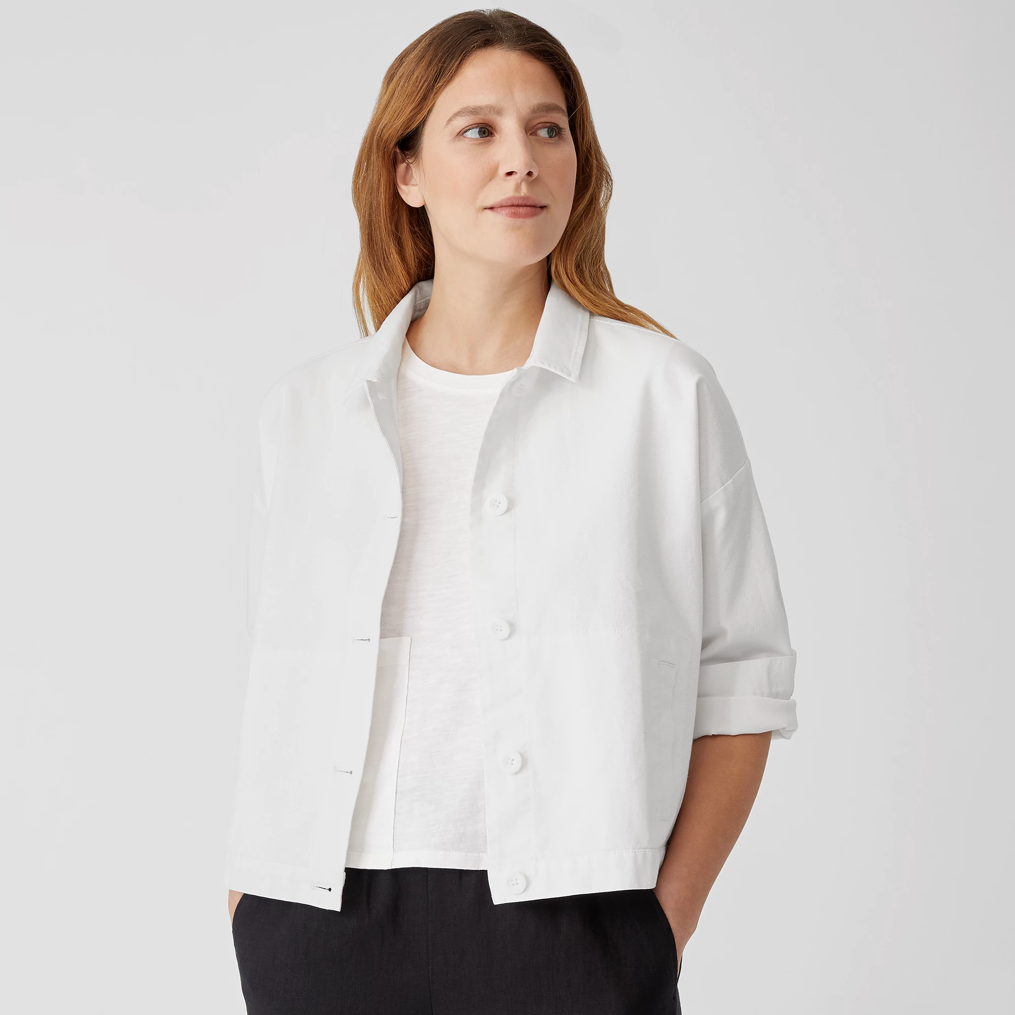 【送料&関税込】Off-White Cotton Jacket Organic Cotton Hemp Jacket | EILEEN FISHER