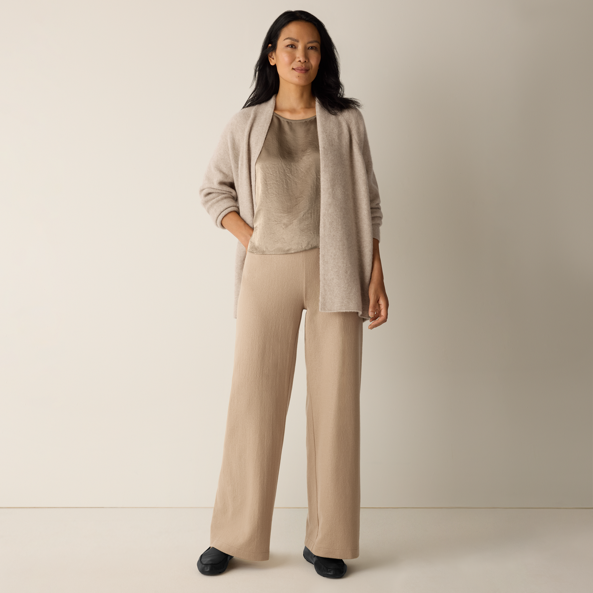Felted Wool Jersey Wide-Leg Pant in Regenerative Wool | EILEEN FISHER