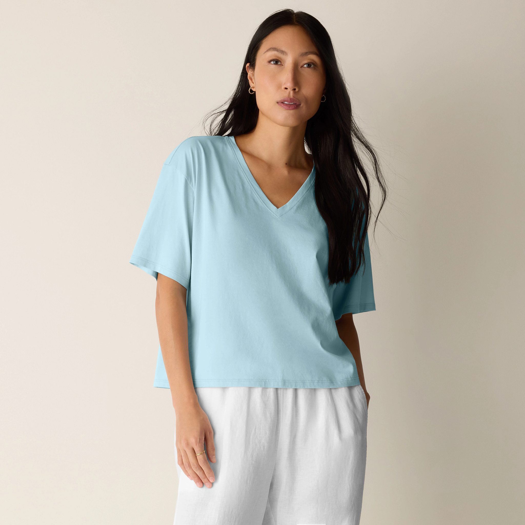 Organic Pima Cotton Jersey V-Neck Tee