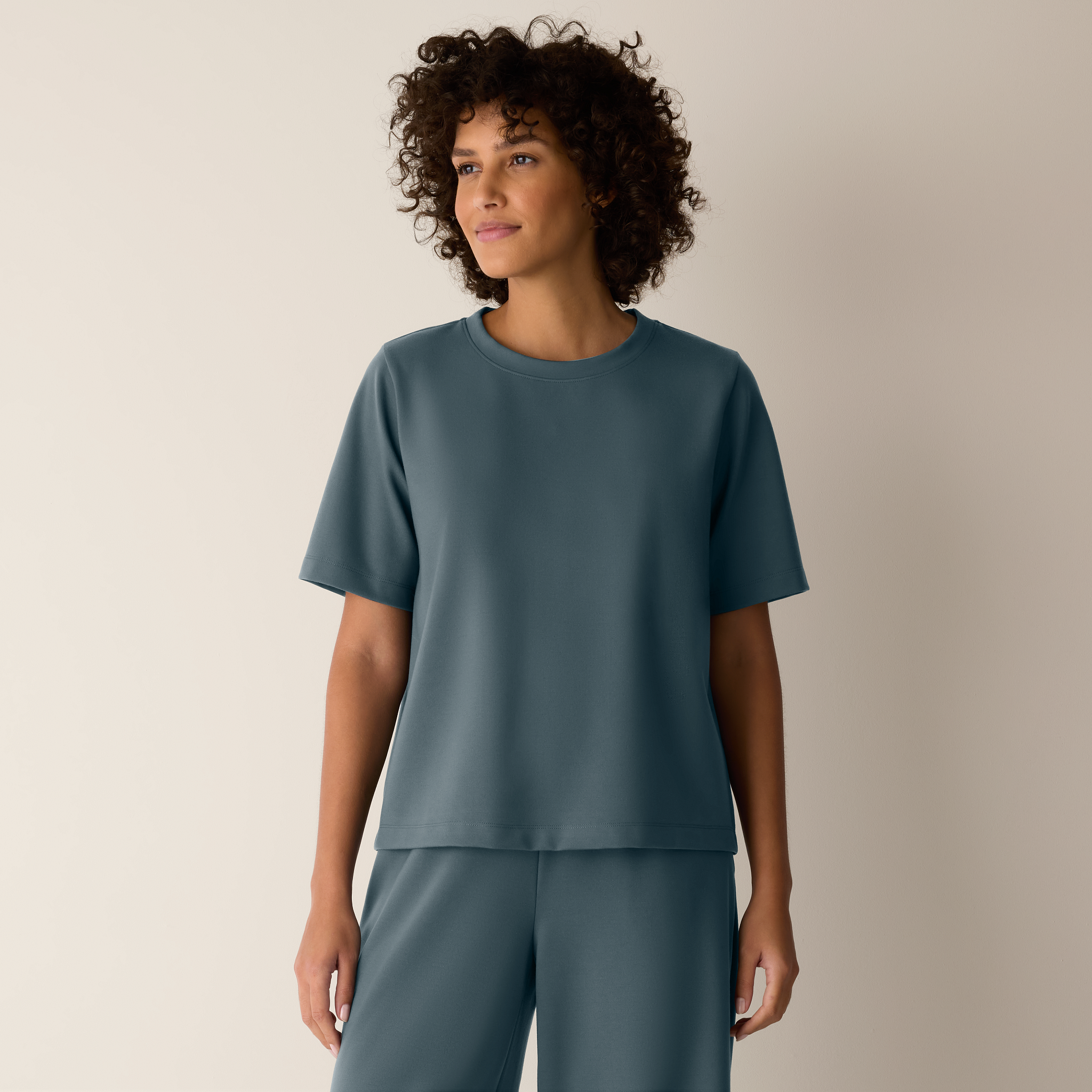 Lightweight Ponte Crew Neck Tee from EILEEN FISHER - $158