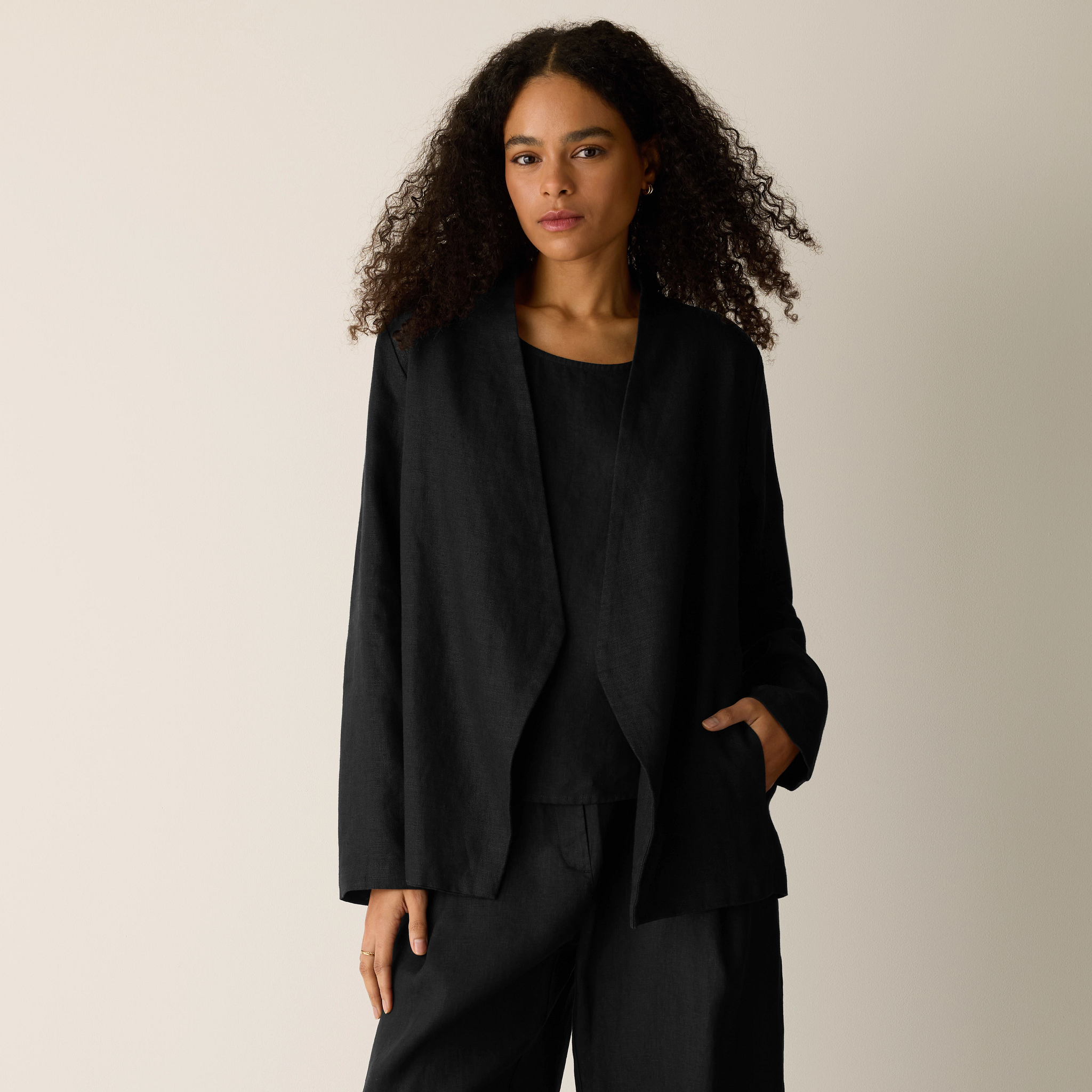 Heavy Organic Linen Angled Jacket from EILEEN FISHER - $288