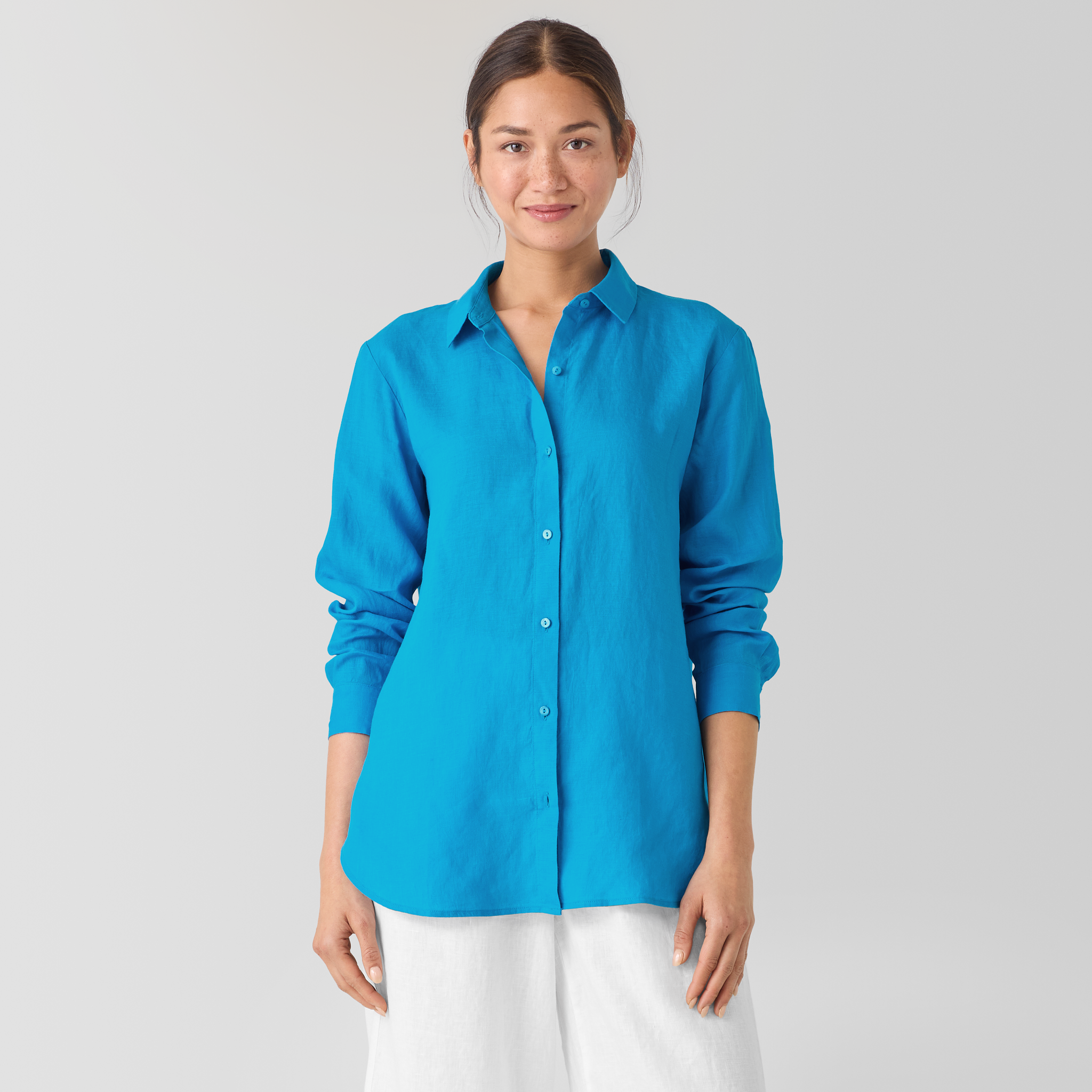 Organic Handkerchief Linen Classic Collar Shirt | EILEEN FISHER