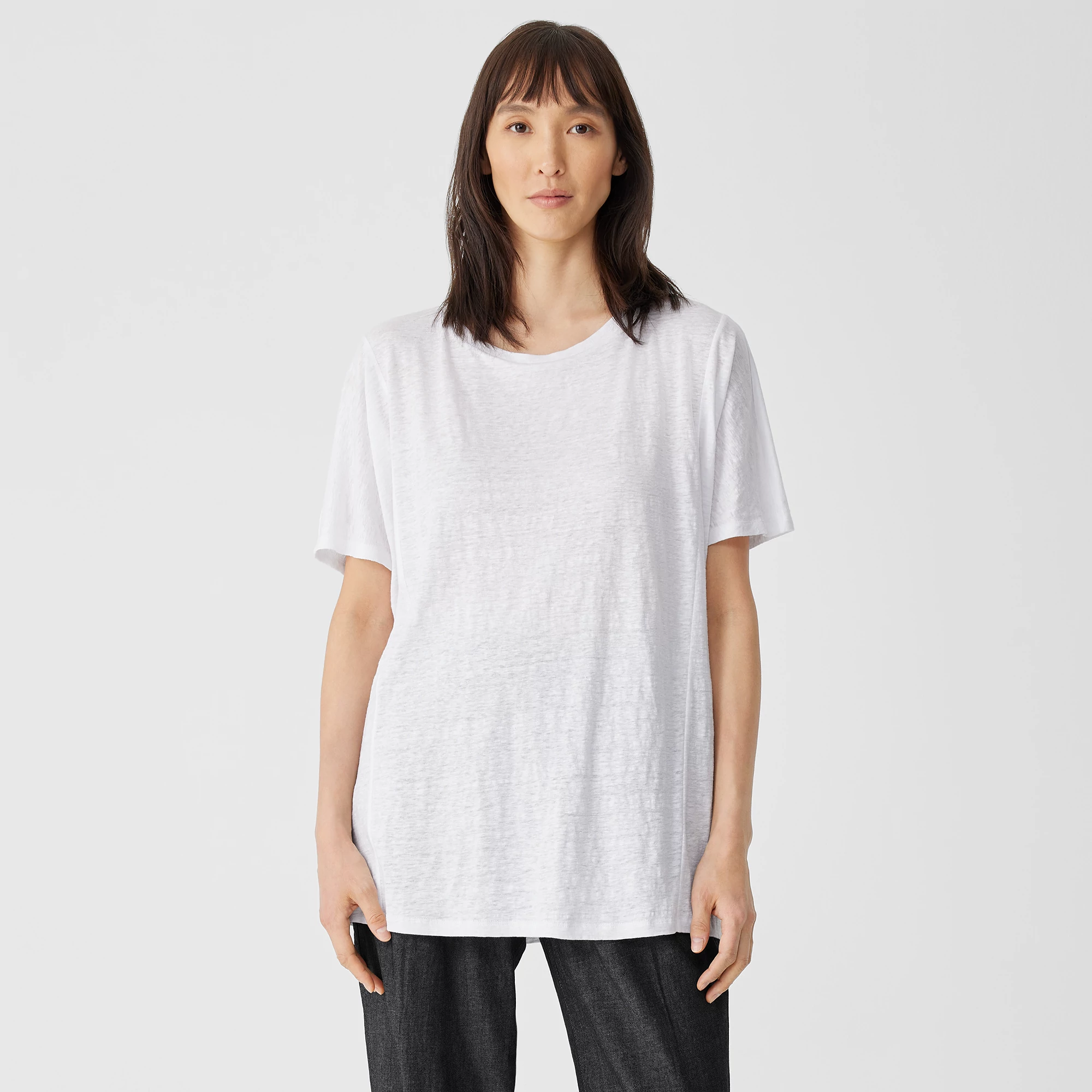 Organic Linen Jersey Long Tee EILEEN FISHER