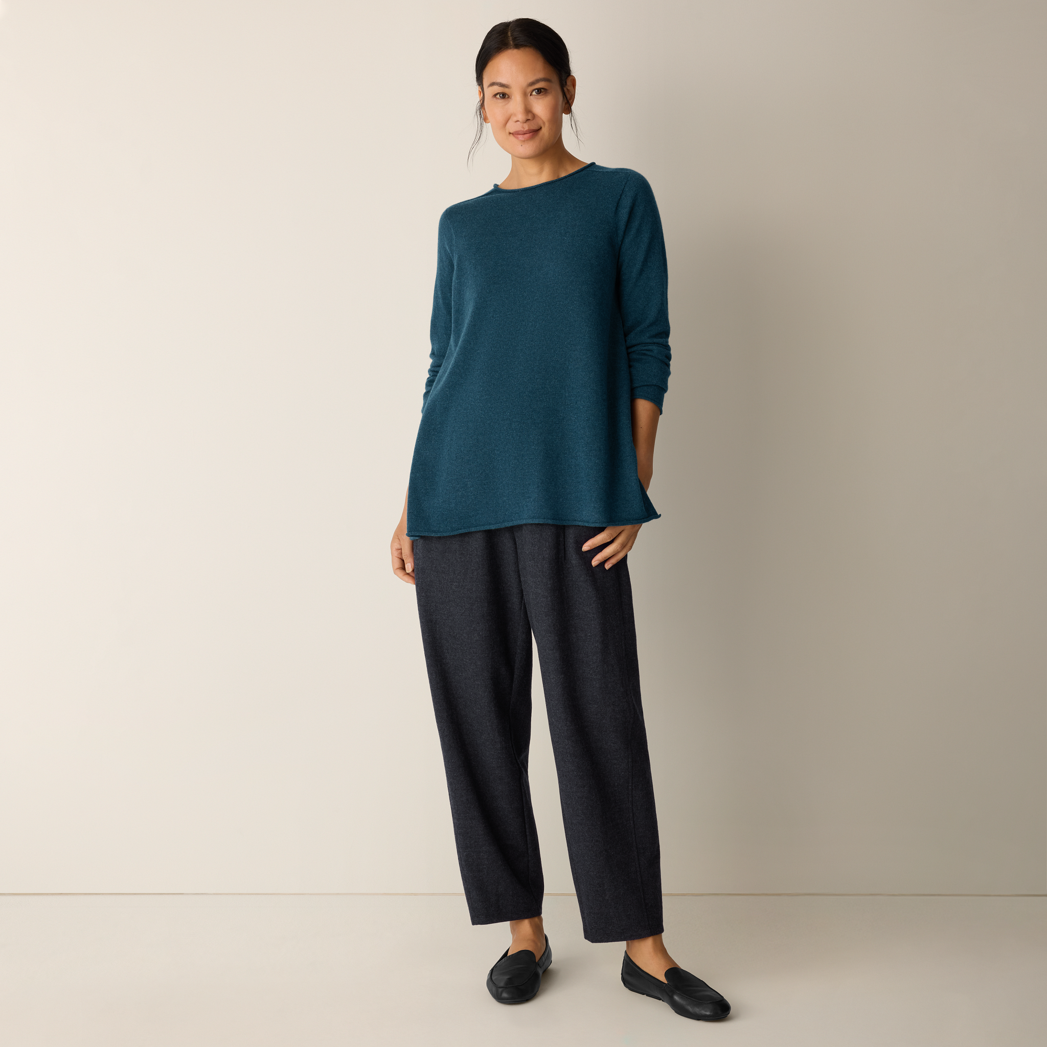 Italian Cashmere Crew Neck Long Top from EILEEN FISHER - $303.20