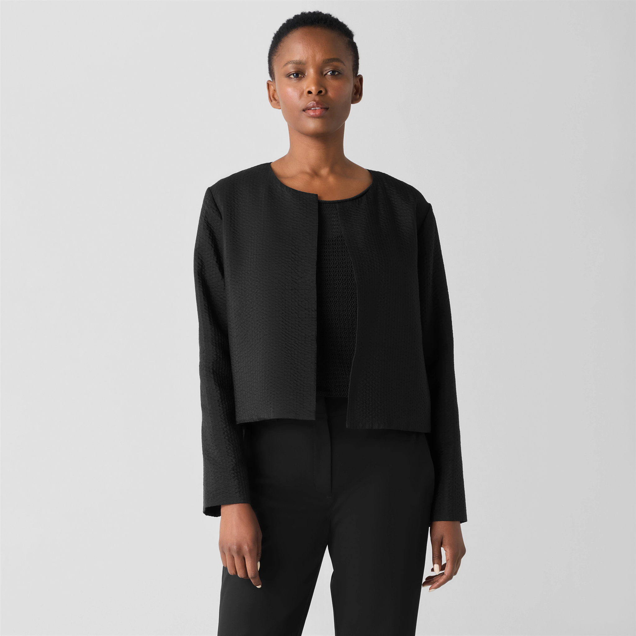 Quilted Silk Round Neck Jacket from EILEEN FISHER - $207.20