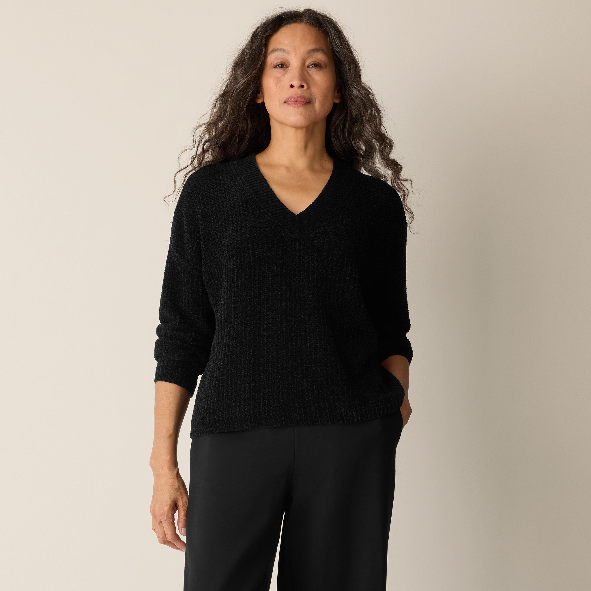 Chenille Blend V-Neck Top