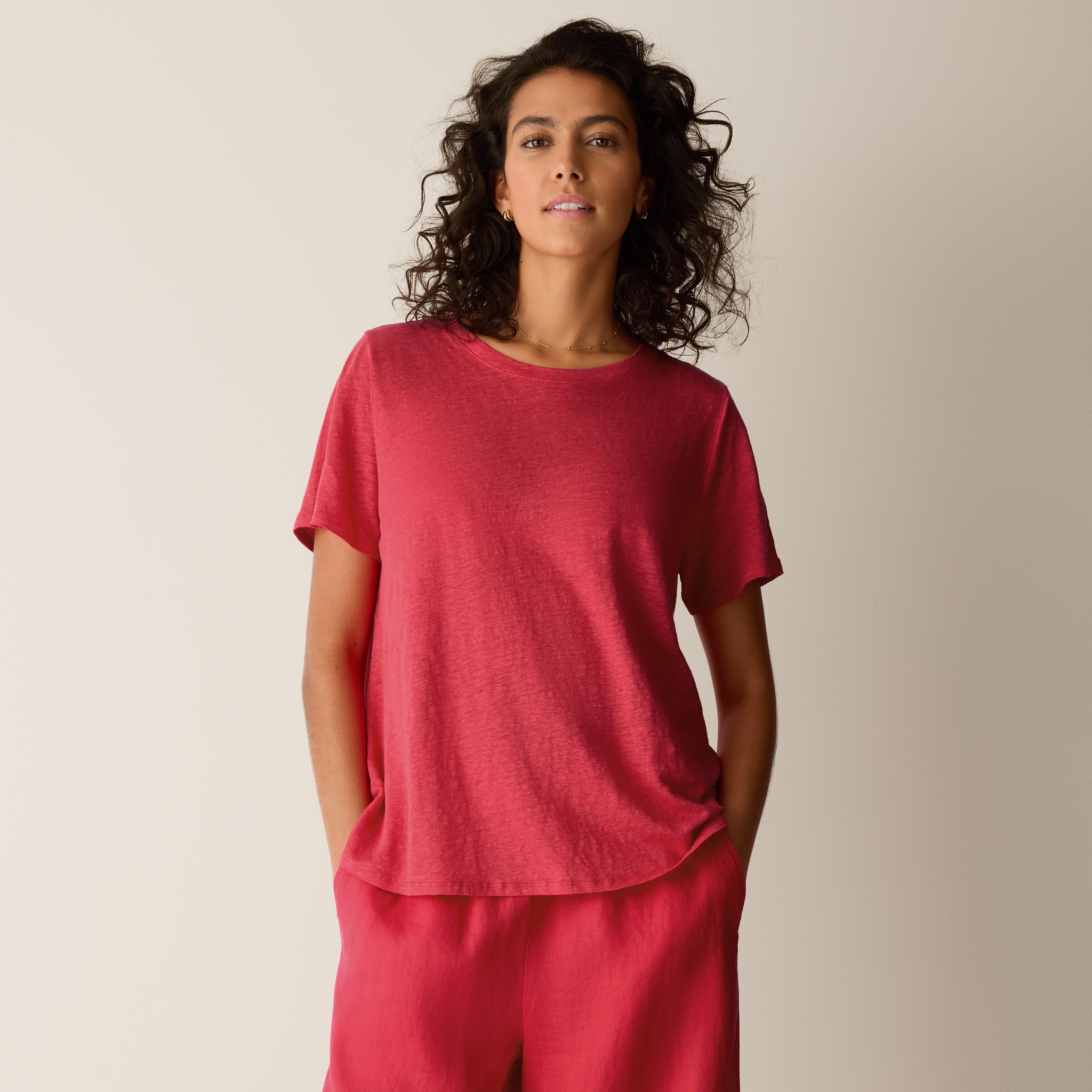 Organic Linen Jersey Crew Neck Tee from EILEEN FISHER - $128