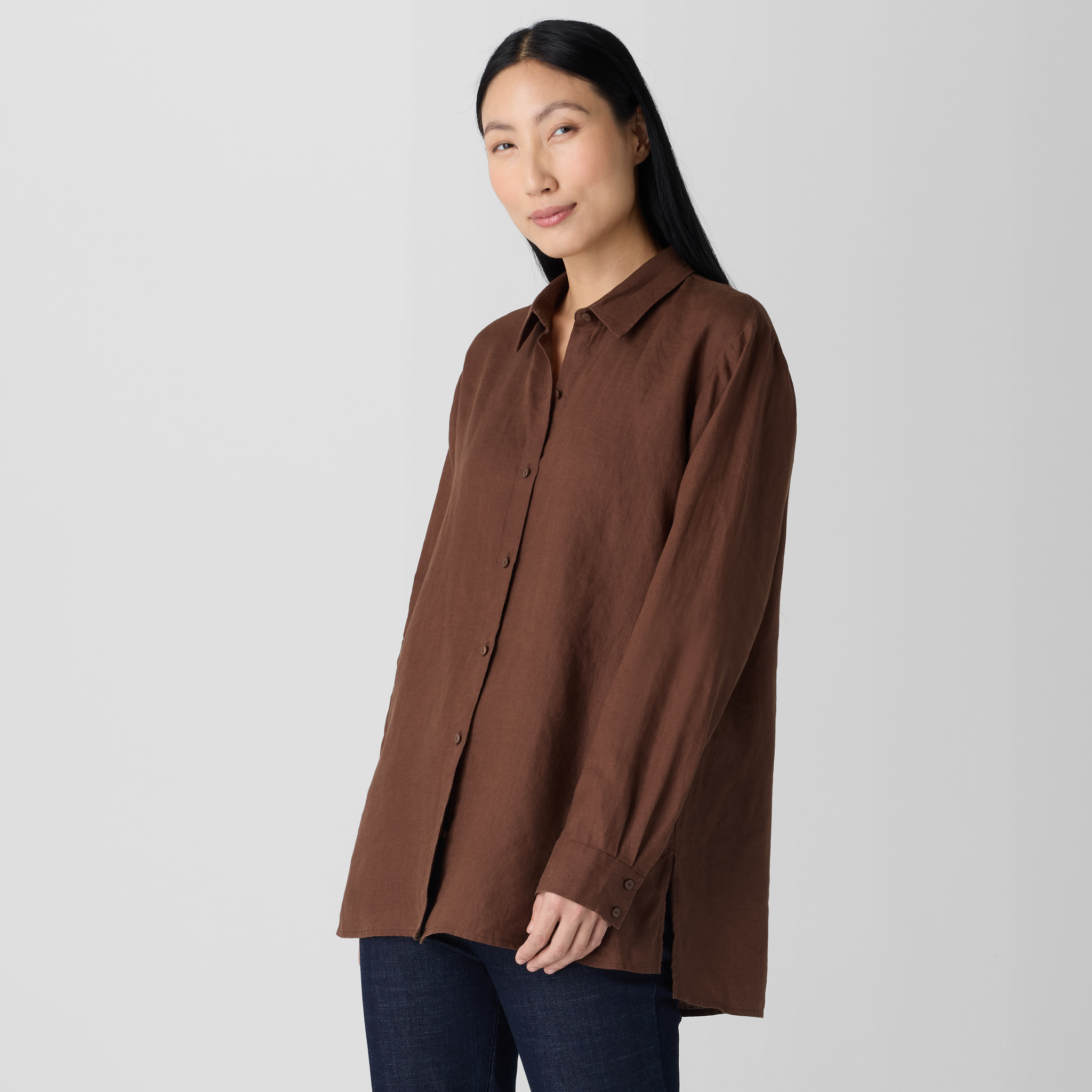 Organic Handkerchief Linen Classic Collar Shirt | EILEEN FISHER