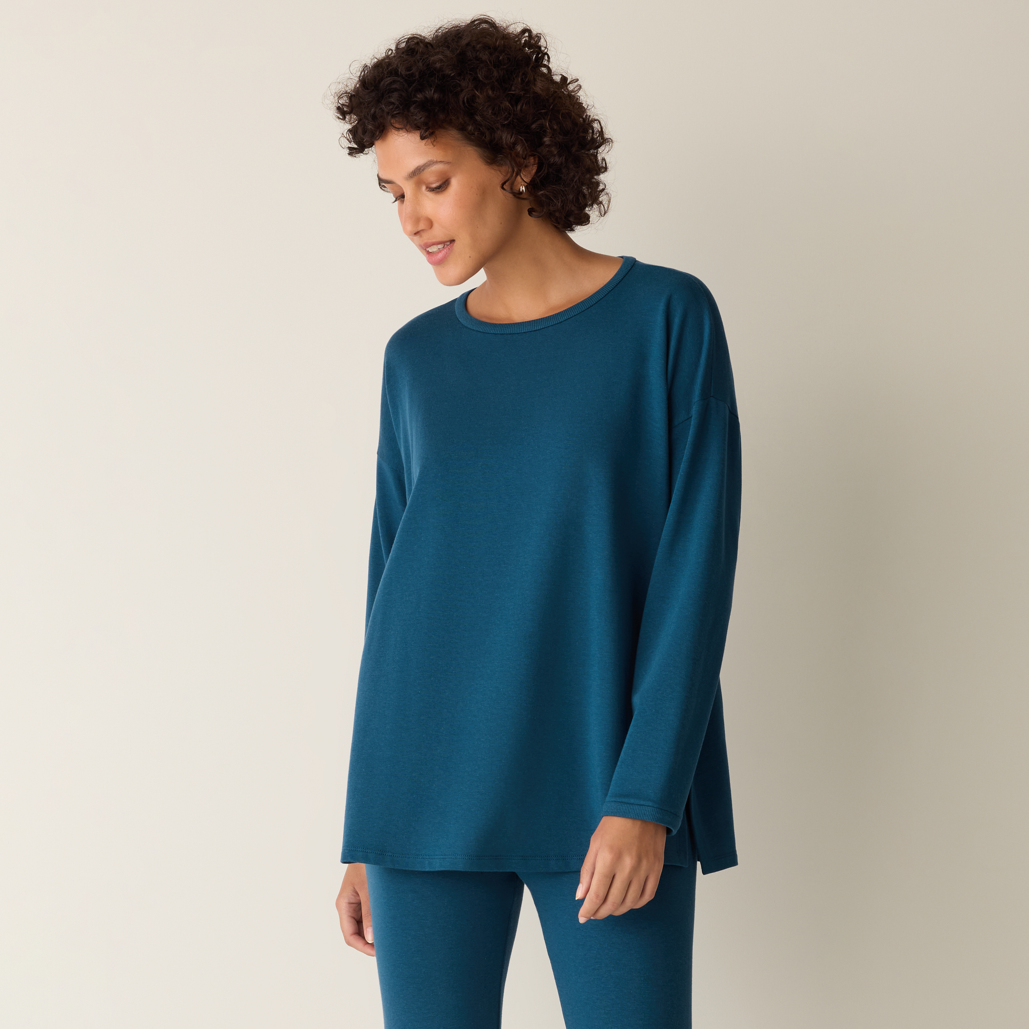 Cozy Brushed Terry Hug Long Box-Top from EILEEN FISHER - $119.20