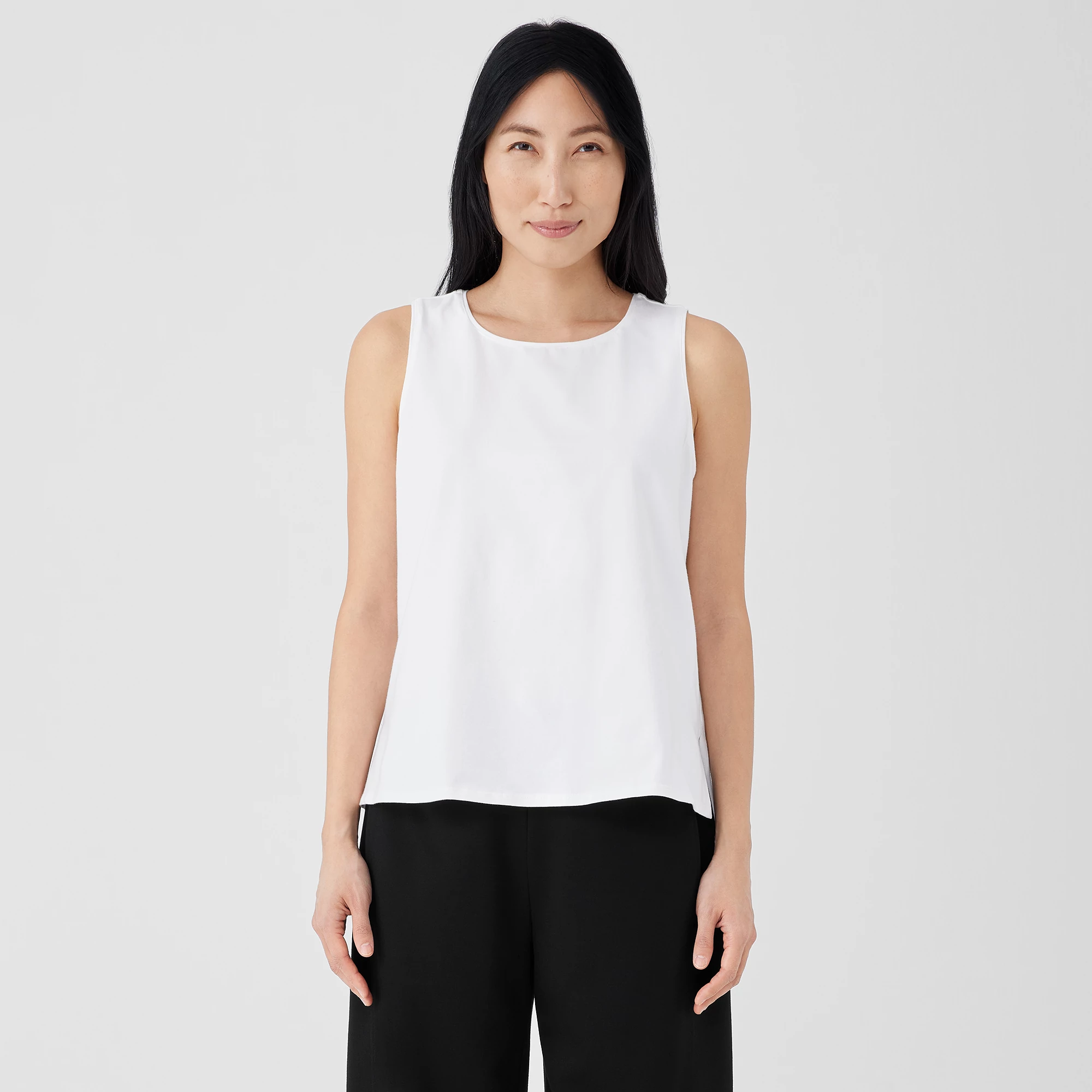 Stretch Jersey Knit Jewel Neck Tank from EILEEN FISHER - $71.20
