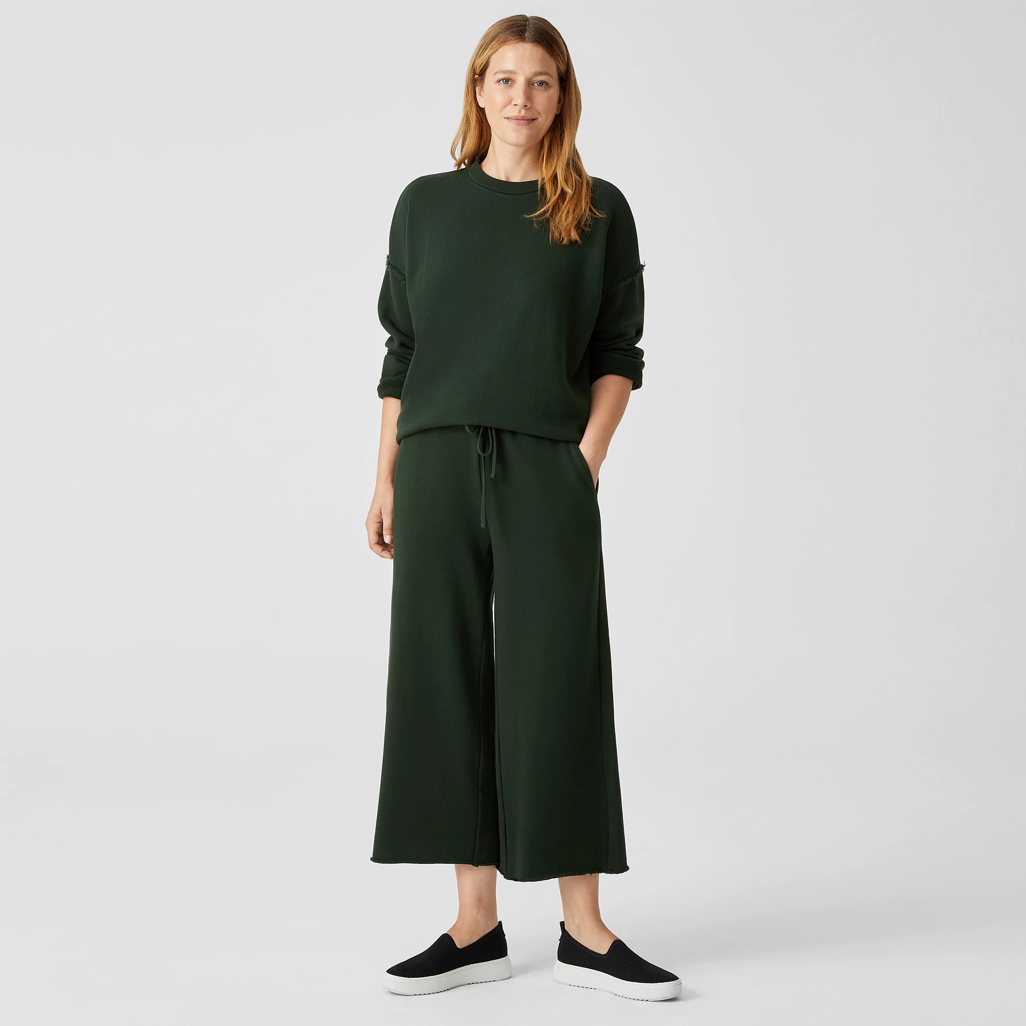 French Terry Wide Leg Overalls