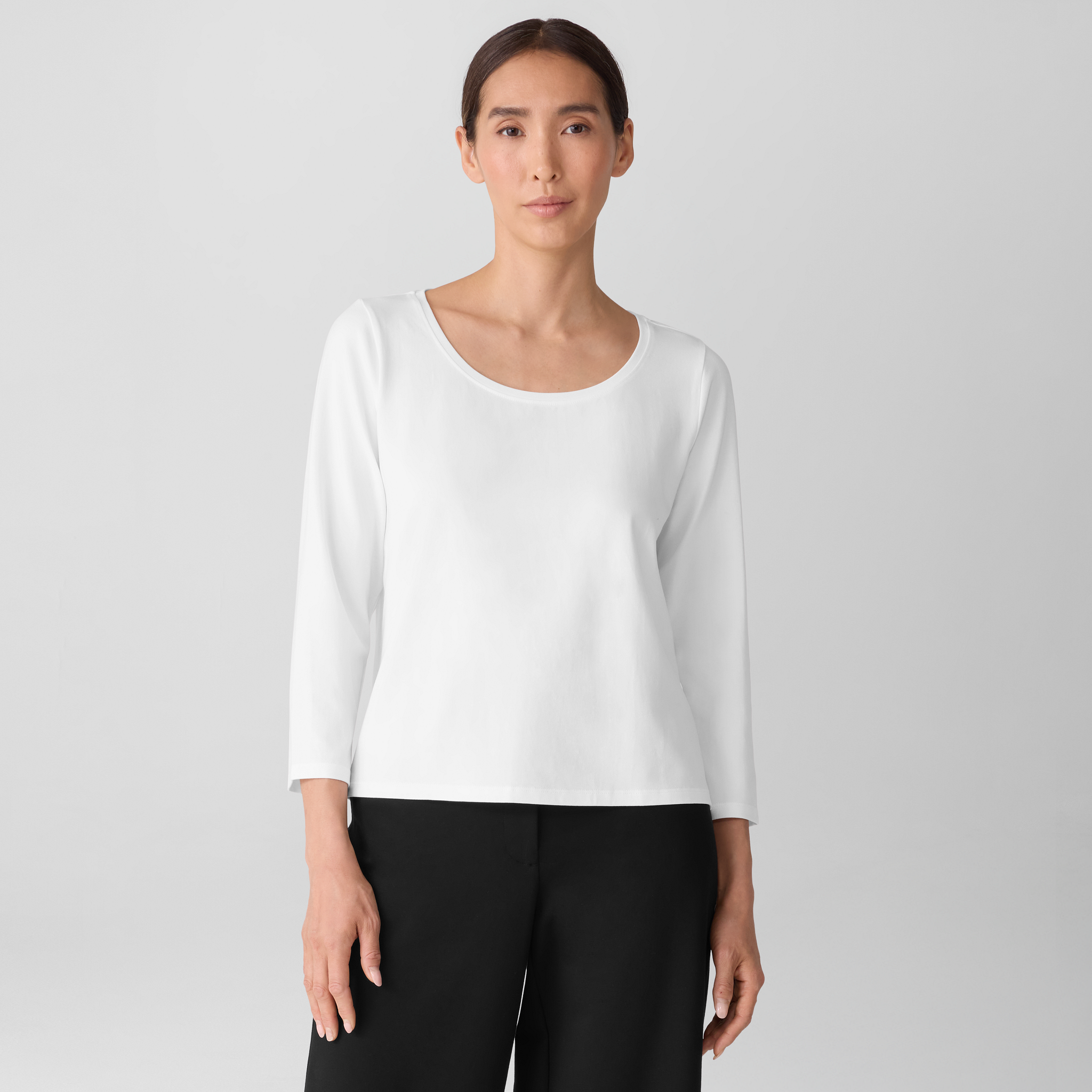 Stretch Jersey Knit Scoop Neck Top | EILEEN FISHER