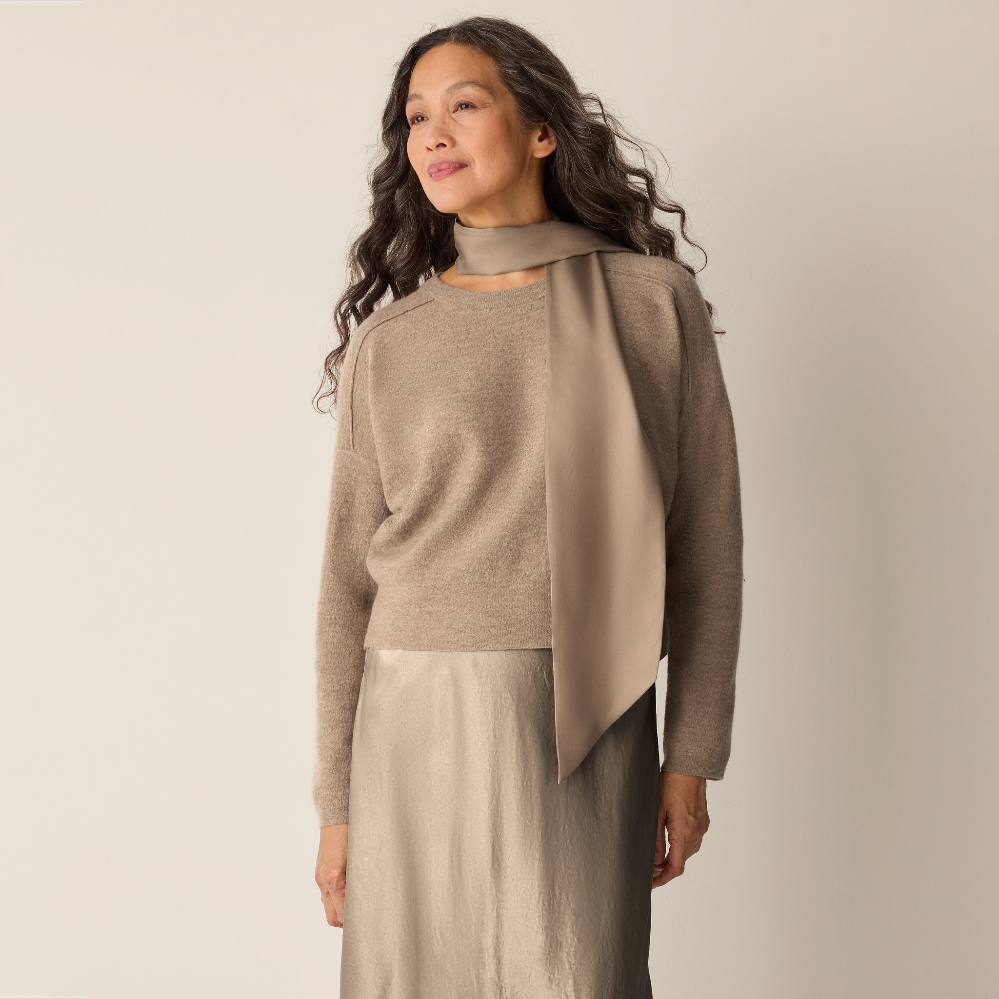 Silk Twill Double Tie Scarf from EILEEN FISHER - $71.20