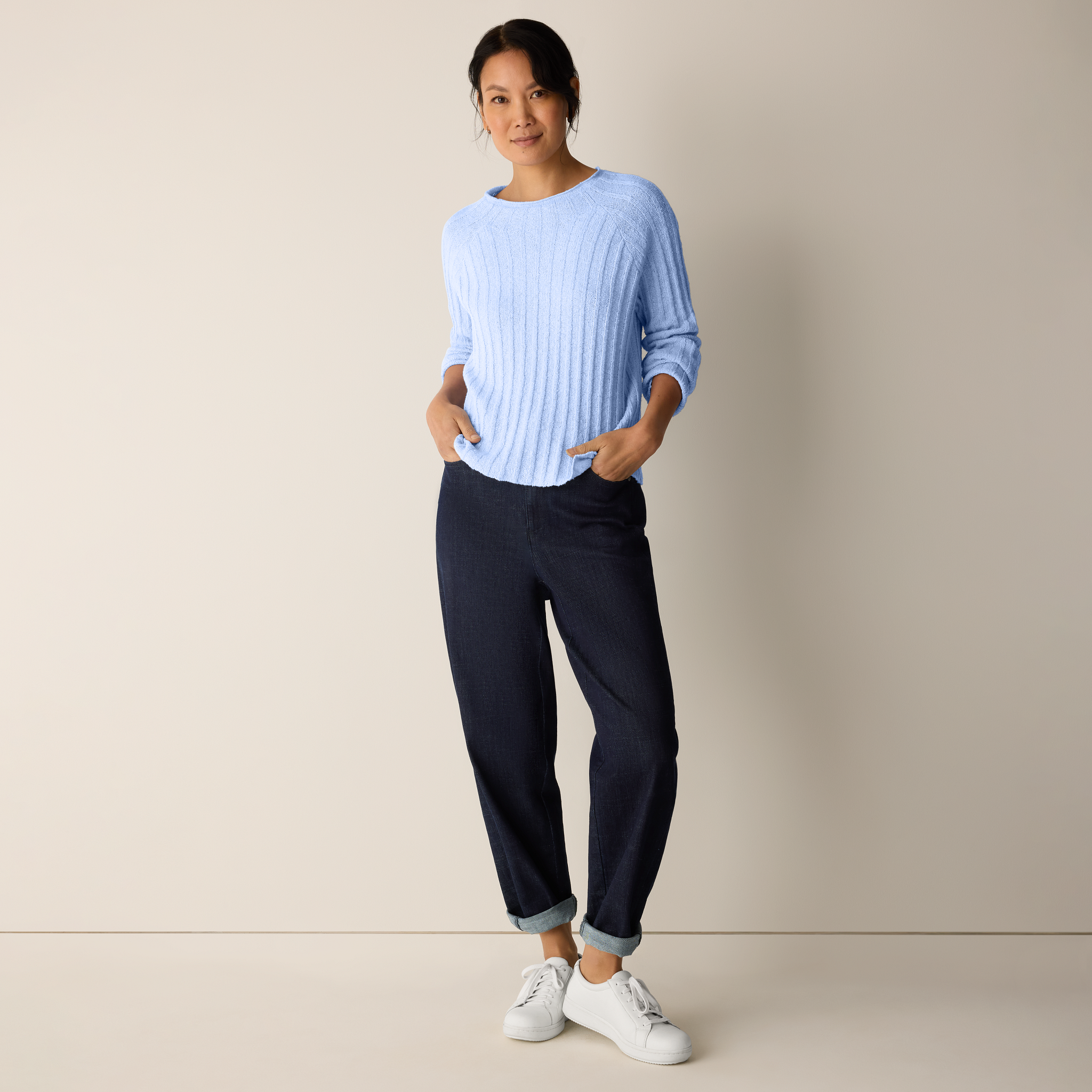 Peruvian Cotton Cloud Jewel Neck Top