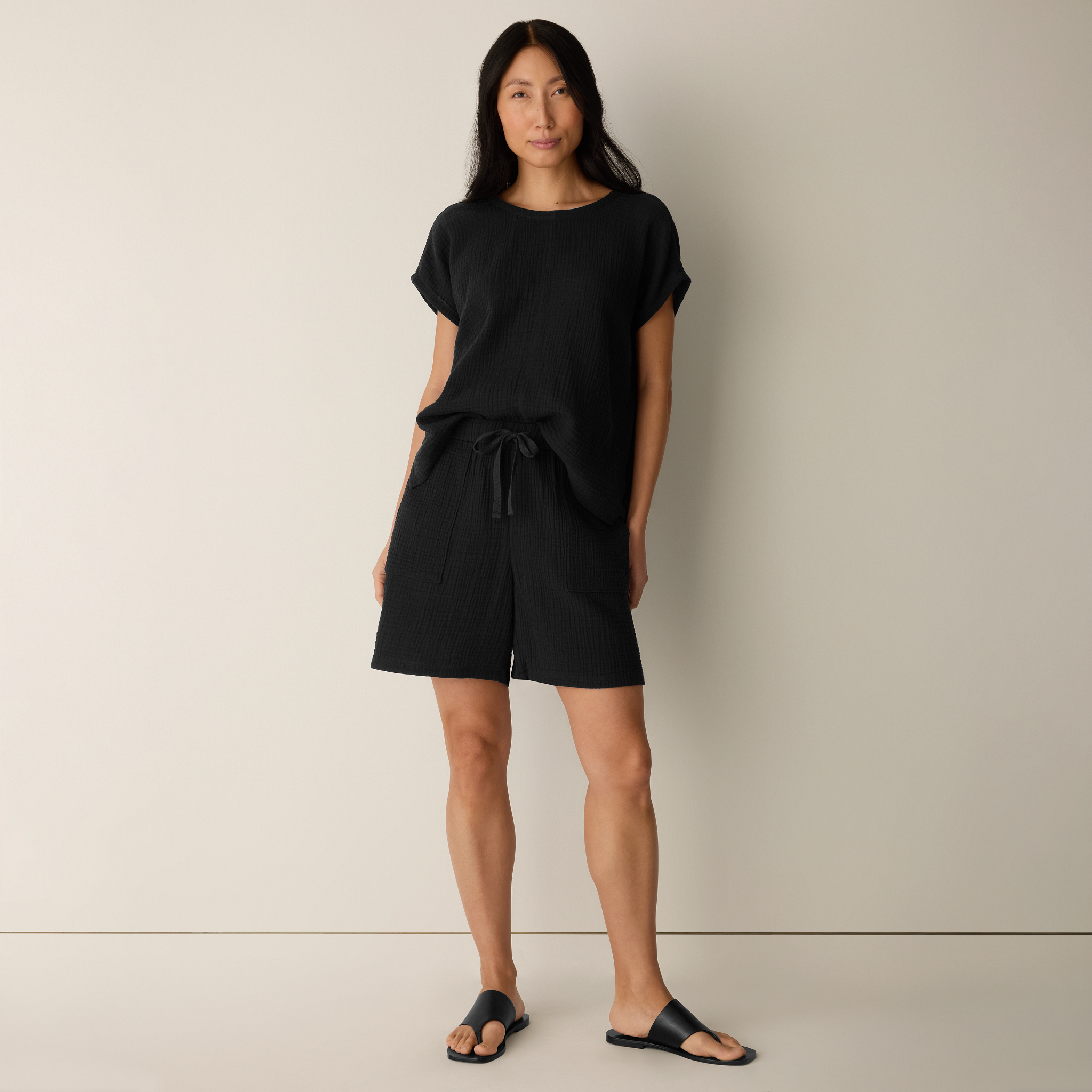 Organic Cotton Lofty Gauze Walking Shorts from EILEEN FISHER - $128