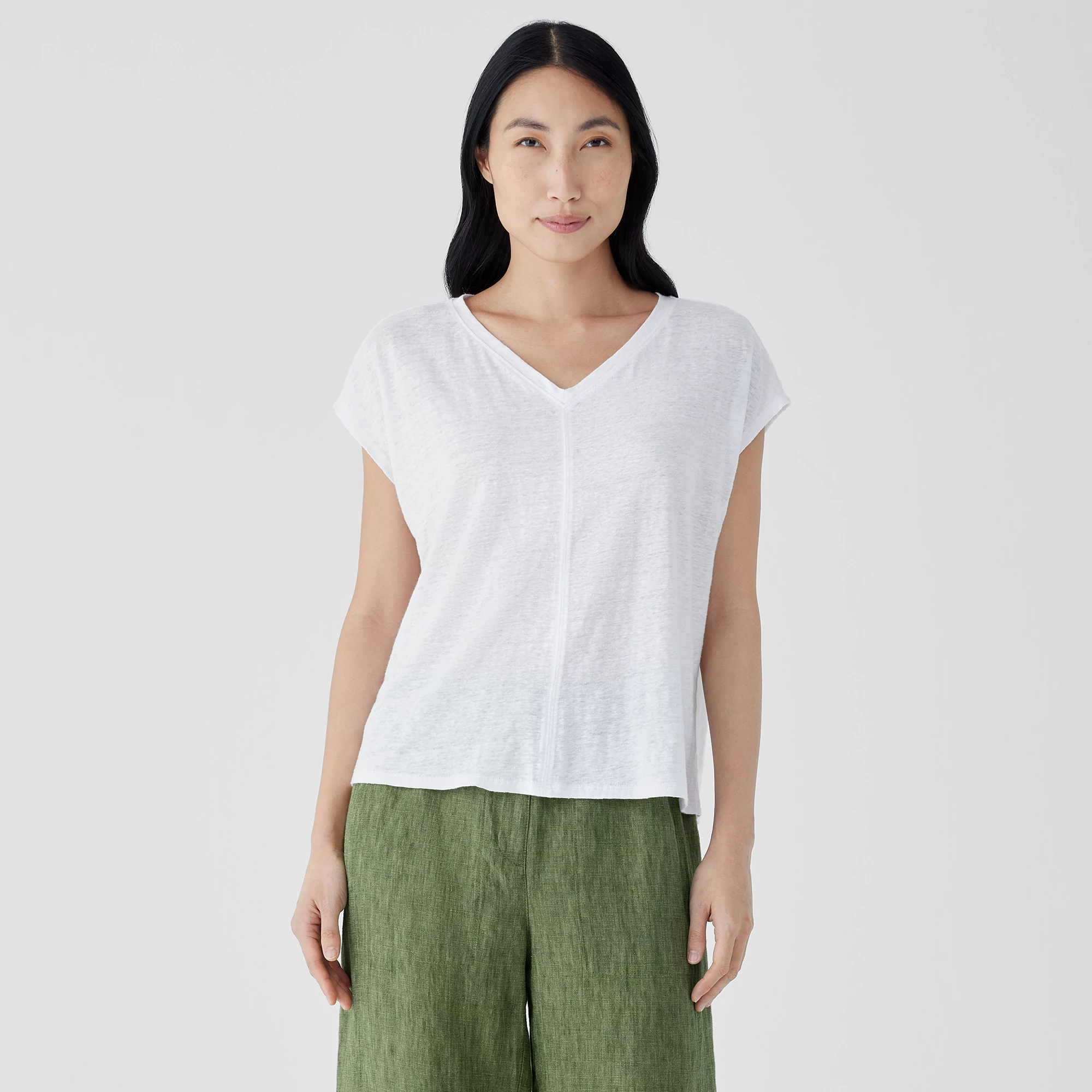 eileen fisher v neck jersey tee