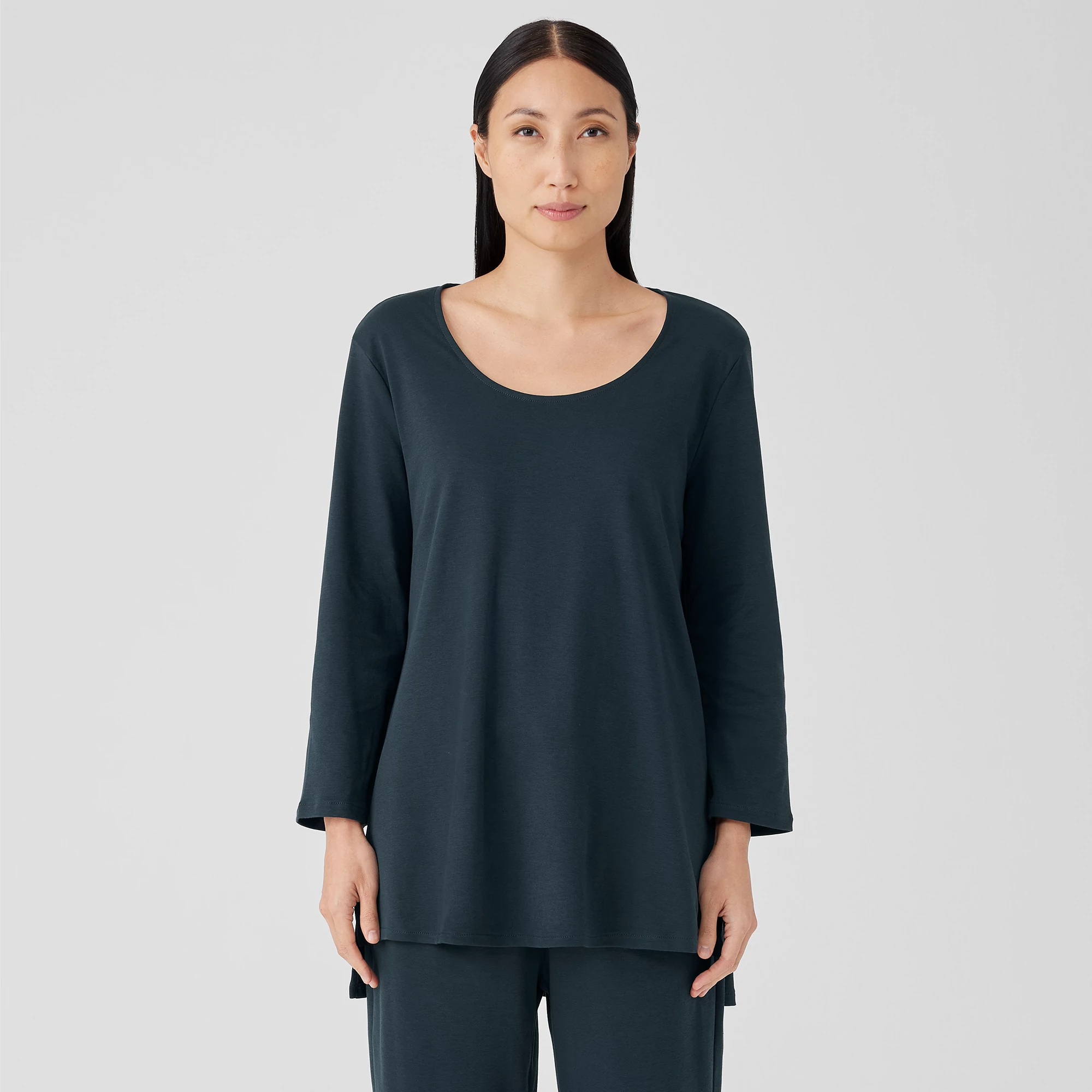 Organic Cotton Interlock U-Neck Sleep Top | EILEEN FISHER