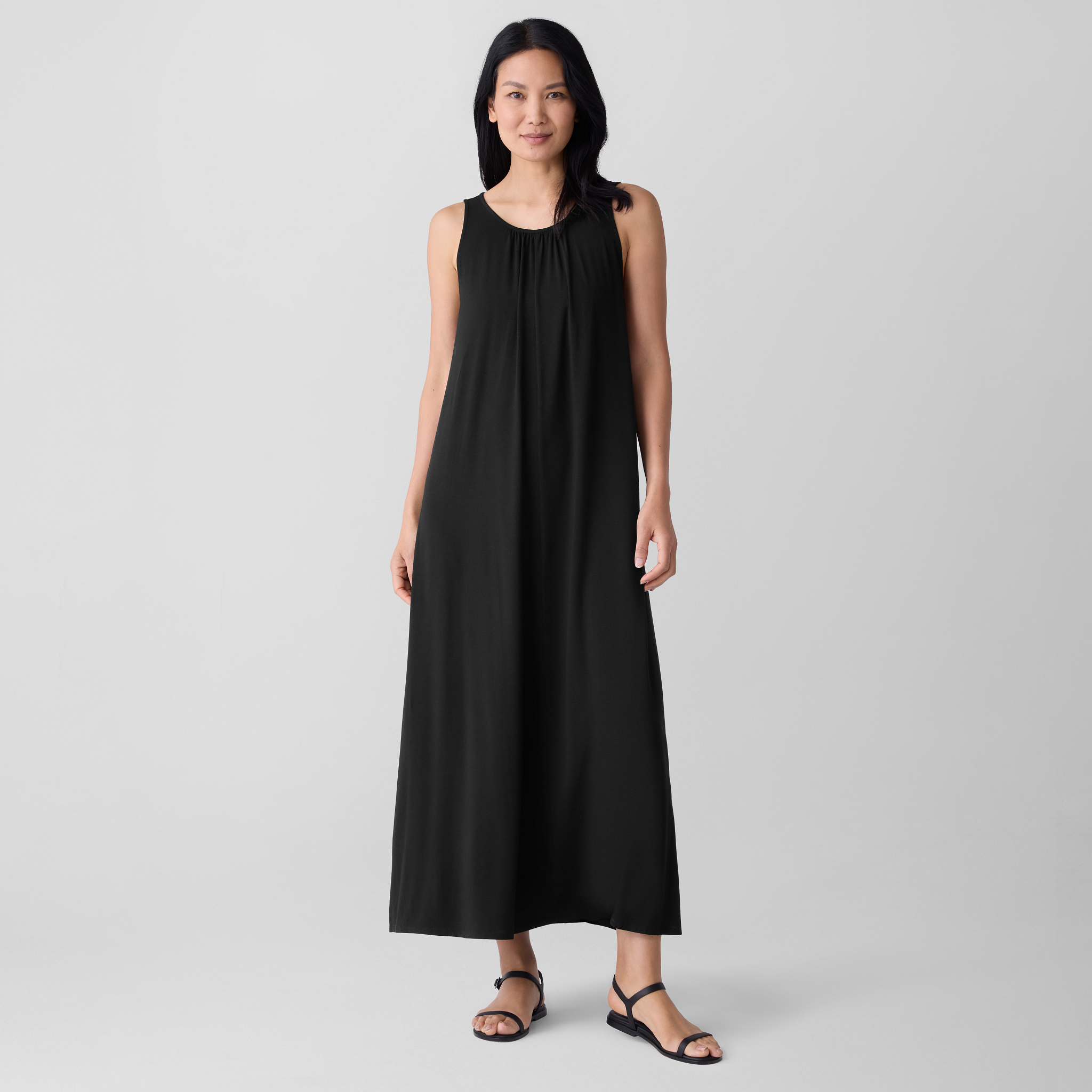 Eileen Fisher Sleeveless Jersey Maxi Dress in Black at Nordstrom, Size Xx-Small