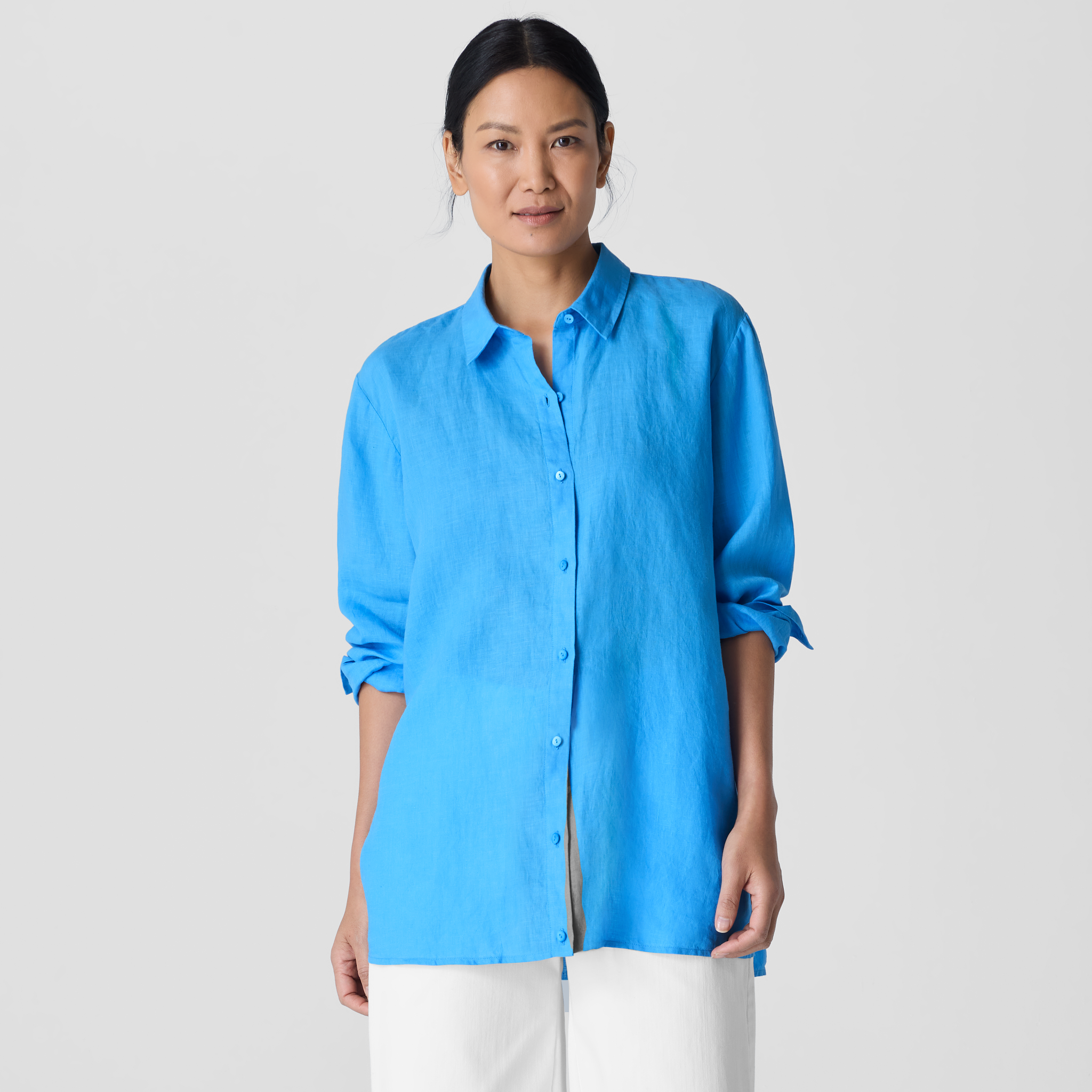 Organic Handkerchief Linen Classic Collar Shirt from EILEEN FISHER - $111.20