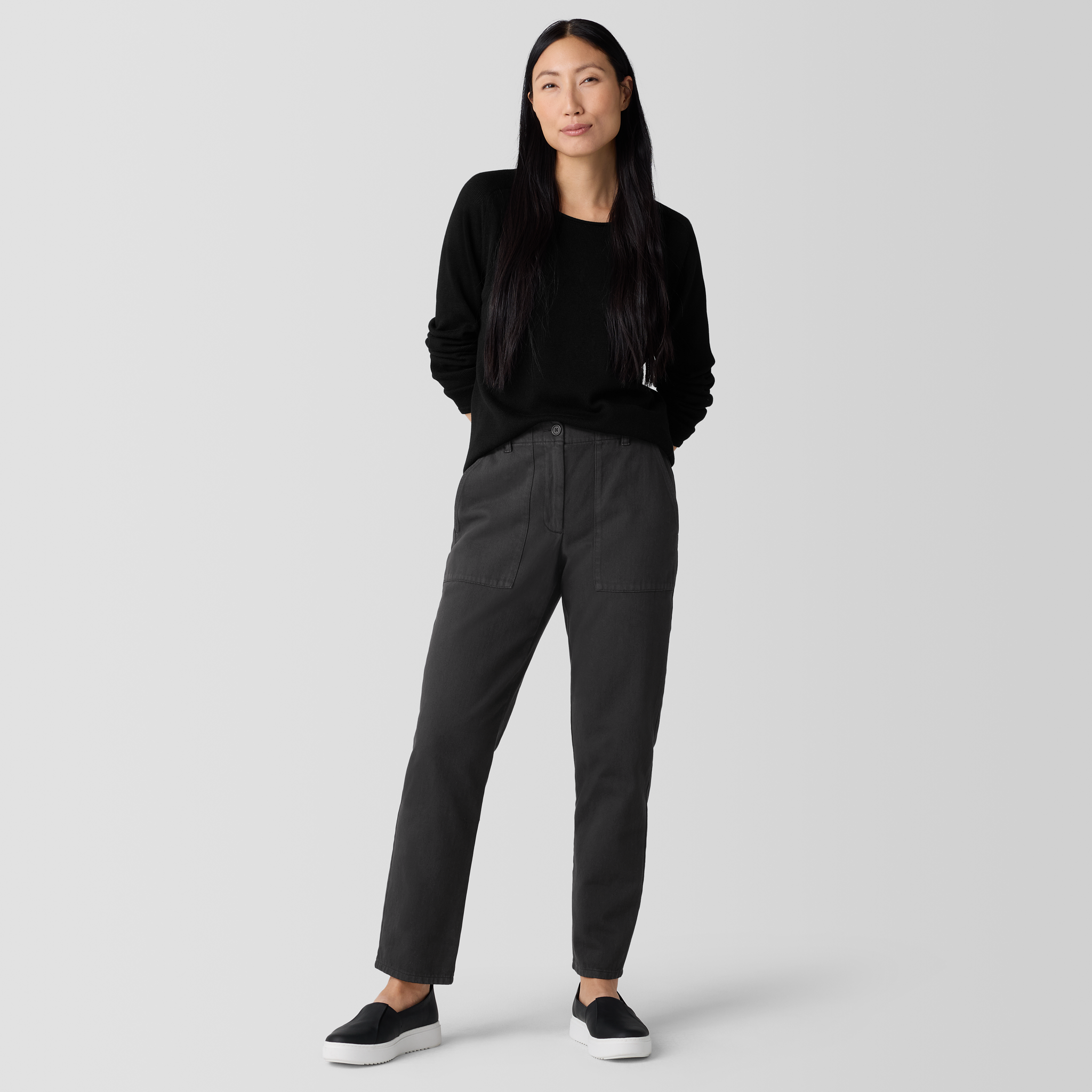 Garment-Dyed Utility Cotton Tapered Pant from EILEEN FISHER - $127.20