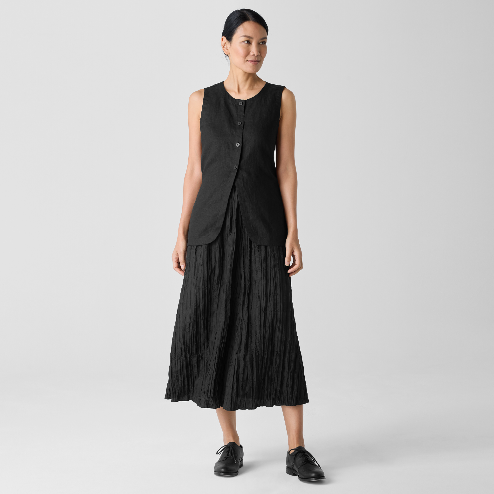 Crushed Silk Flared Skirt