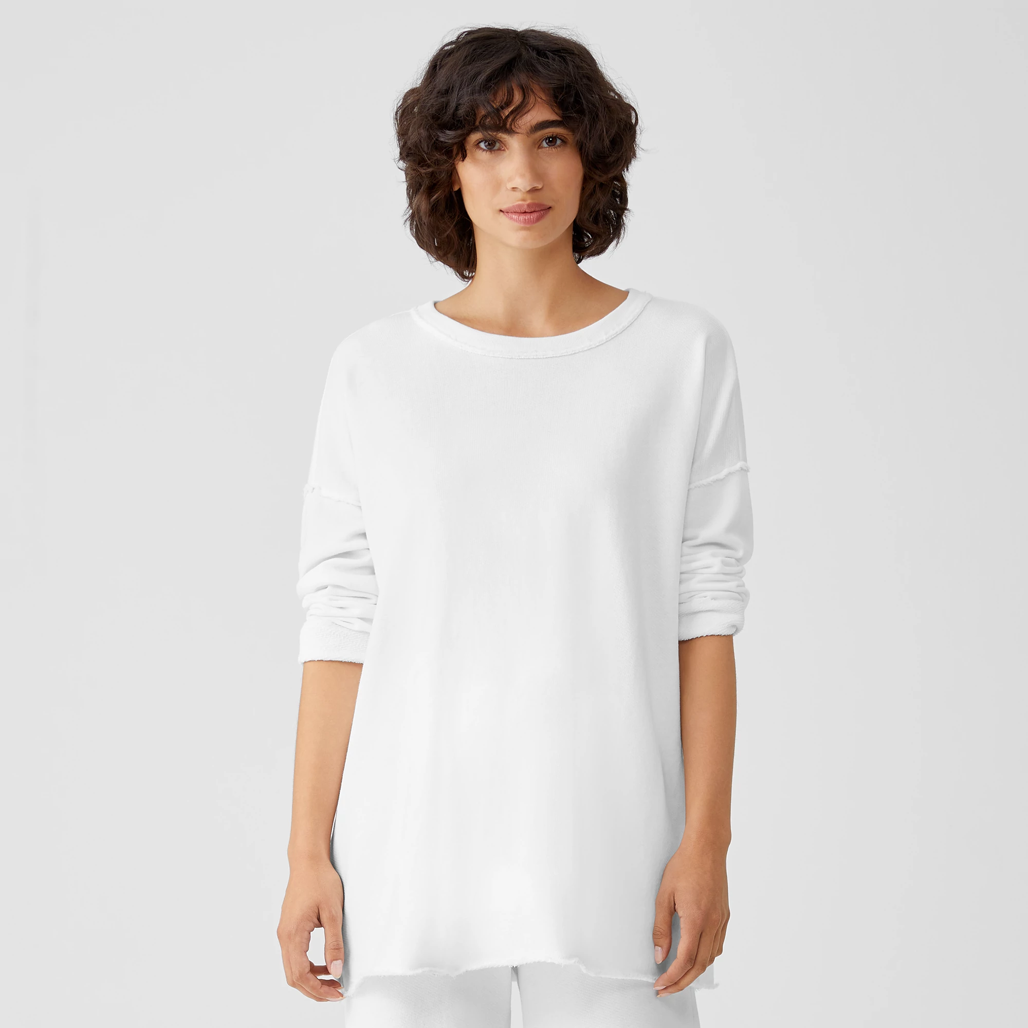 Lightweight Organic Cotton Terry Crew Neck Top | EILEEN FISHER