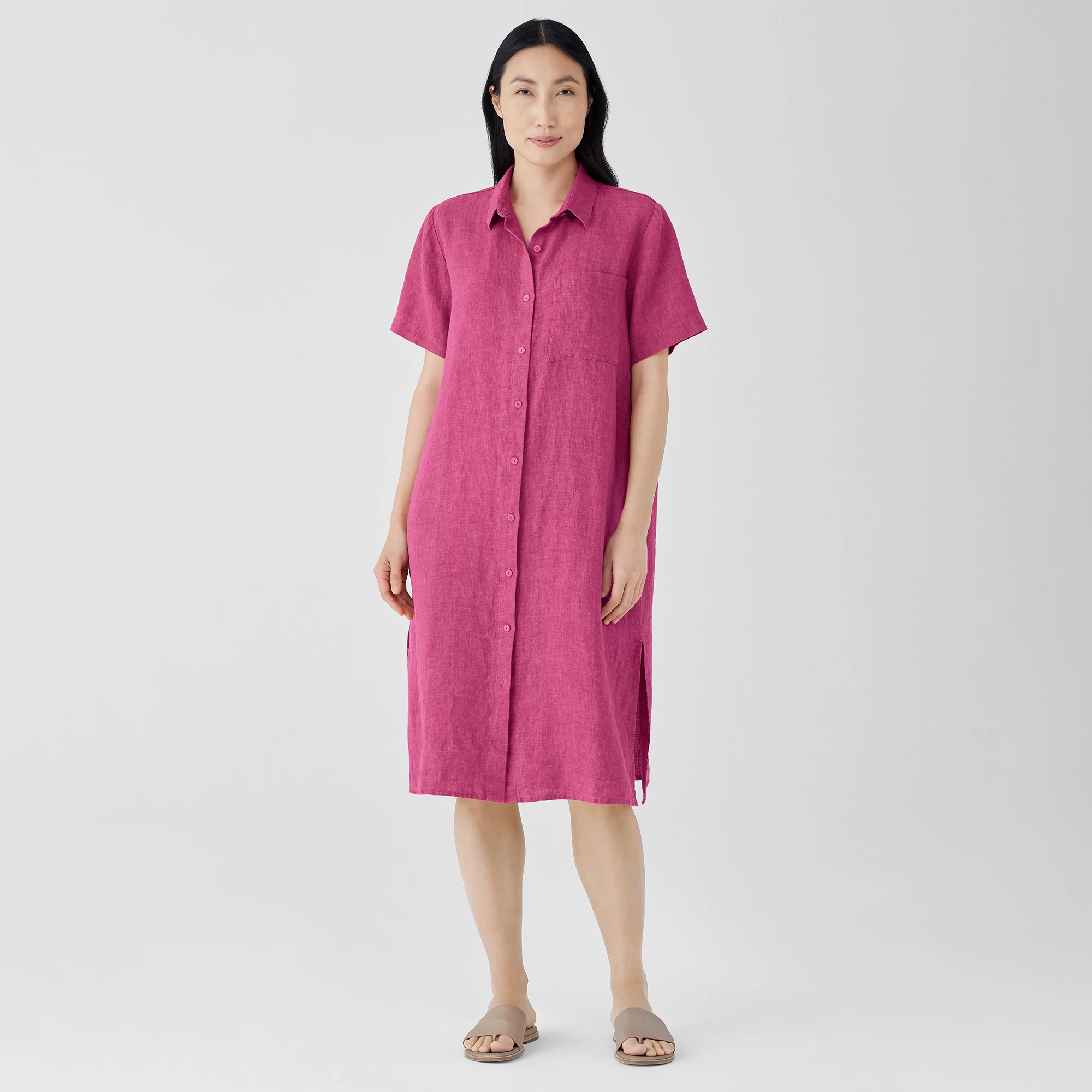 Washed Organic Linen Délavé Shirtdress | EILEEN FISHER