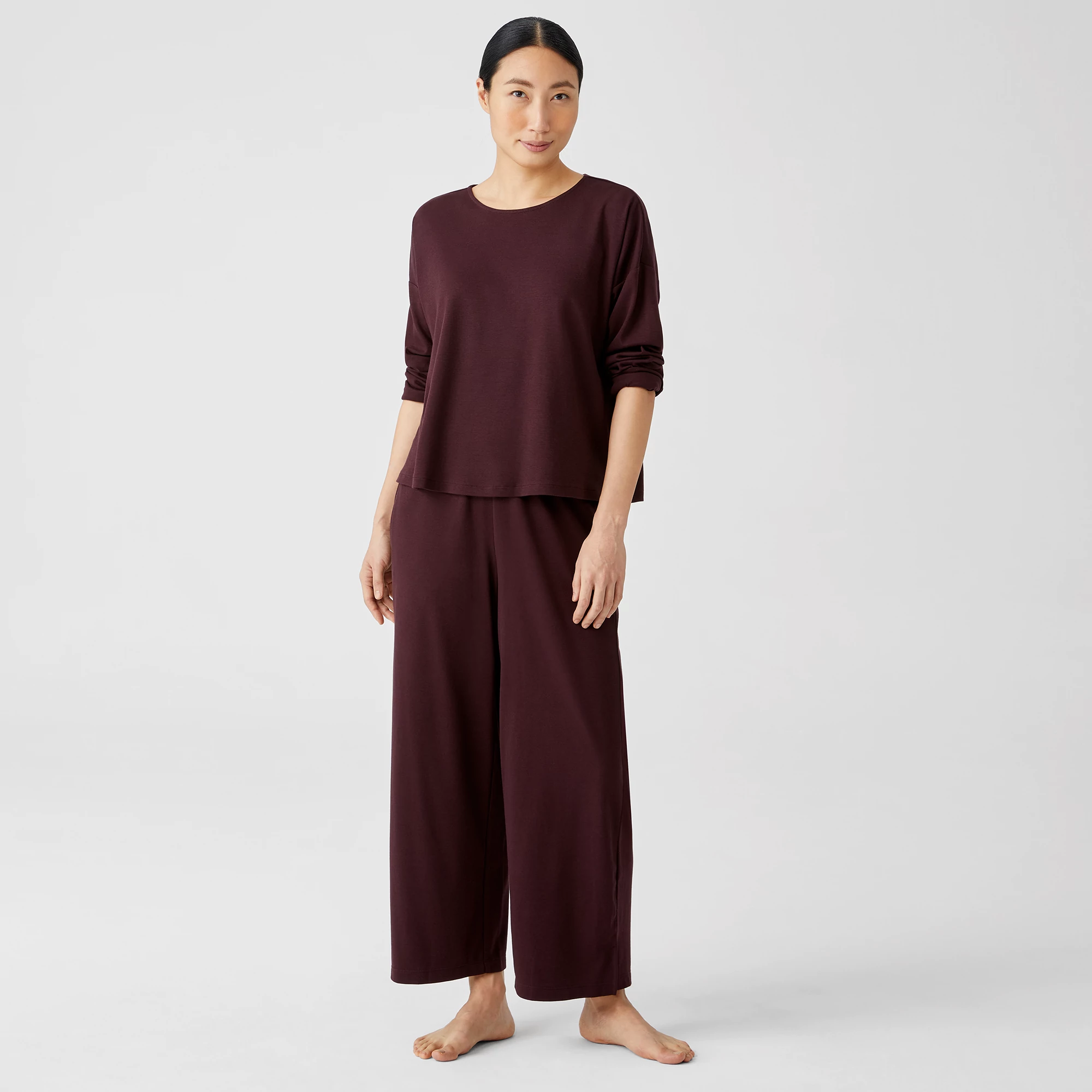 Cozy Organic Cotton Interlock Wide-Leg Pant