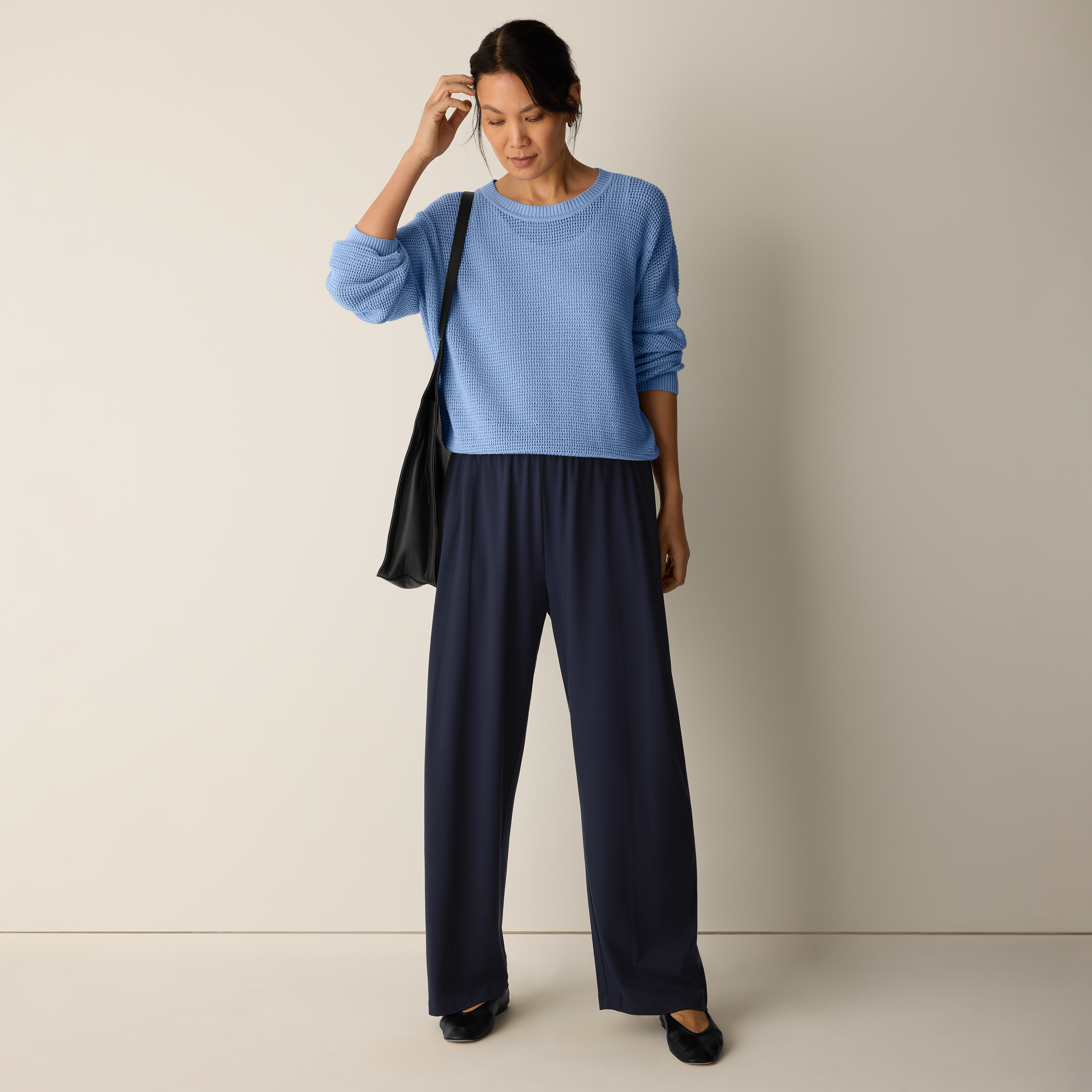 Stretch Jersey Knit Pleated Straight Pant from EILEEN FISHER - $158