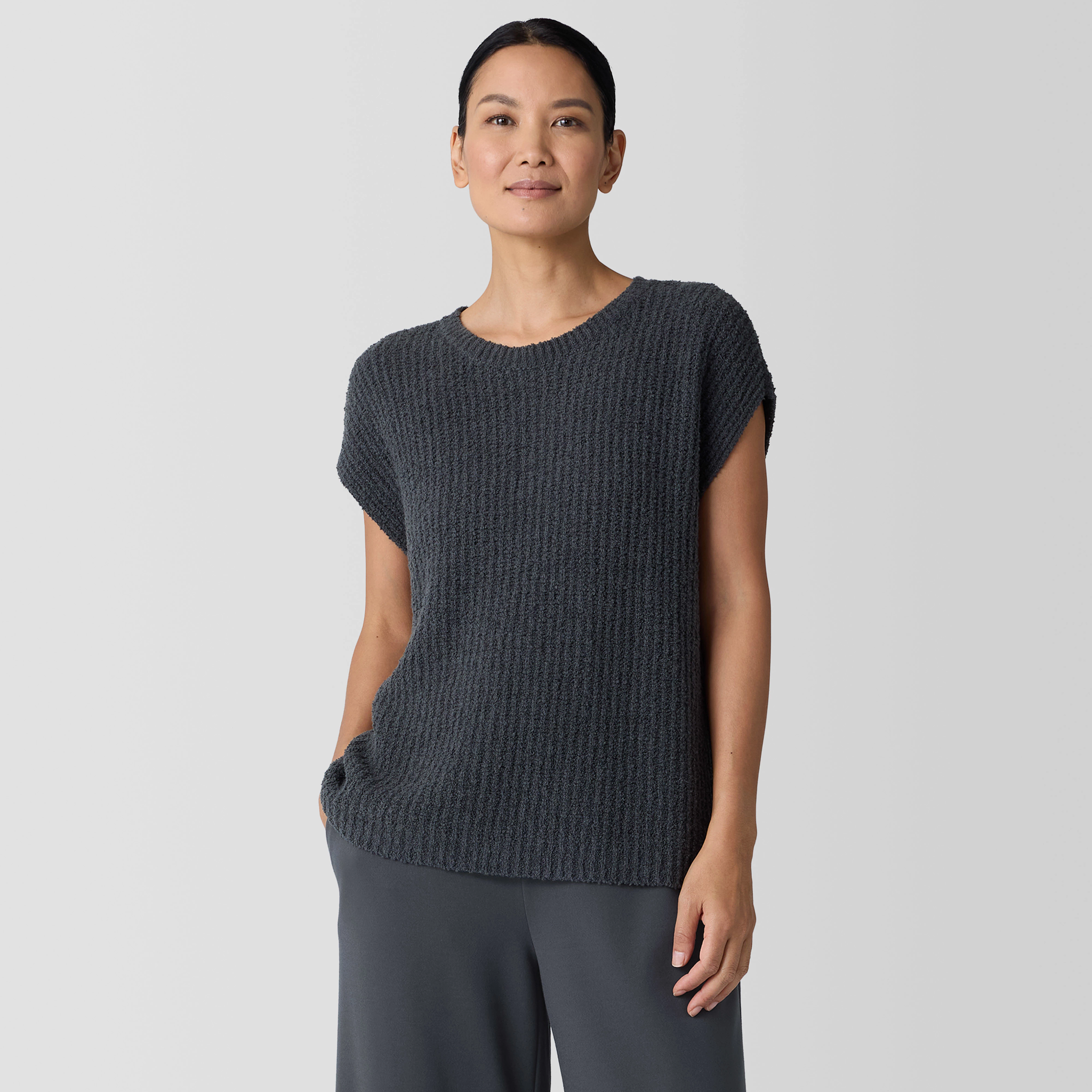 Cotton Fluff Crew Neck Vest | EILEEN FISHER Cotton Fluff Crew Neck Vest | EILEEN FISHER