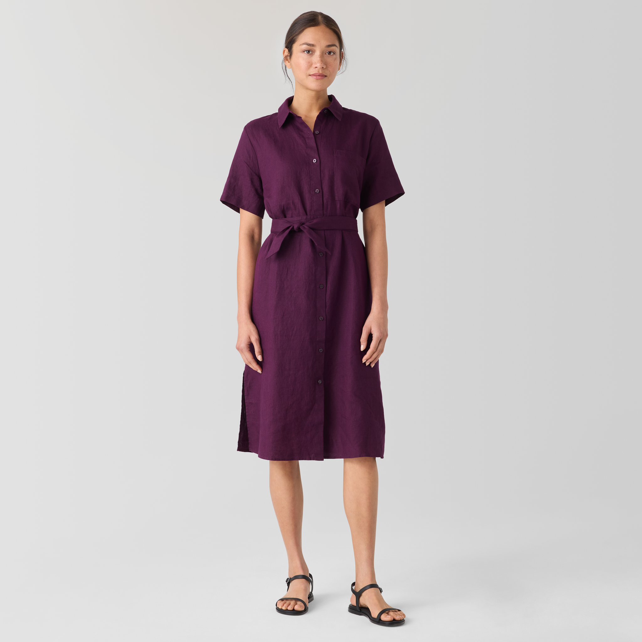 Organic Linen Classic Collar Shirtdress from EILEEN FISHER - $159.20