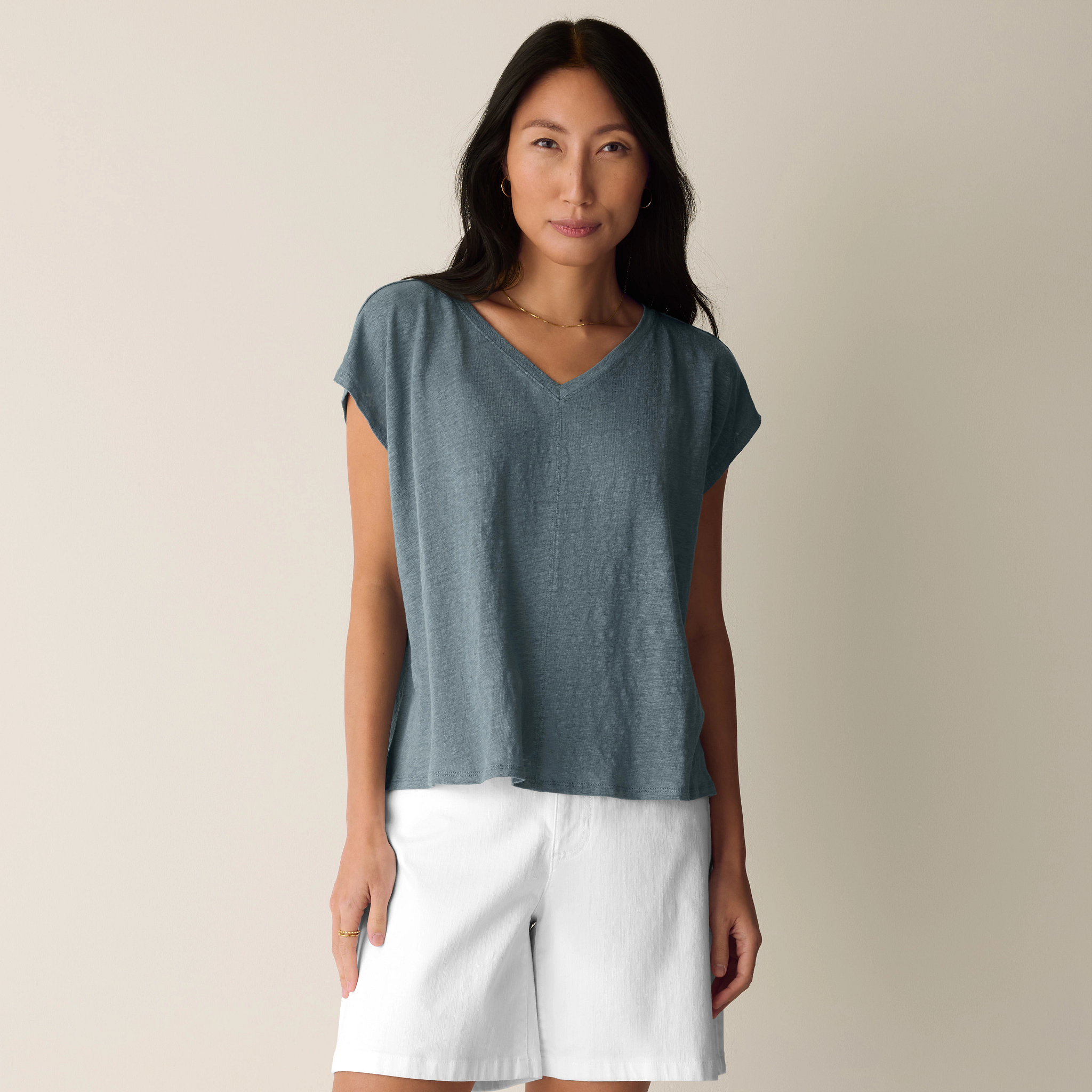 Organic Linen Jersey V-Neck Tee from EILEEN FISHER - $128