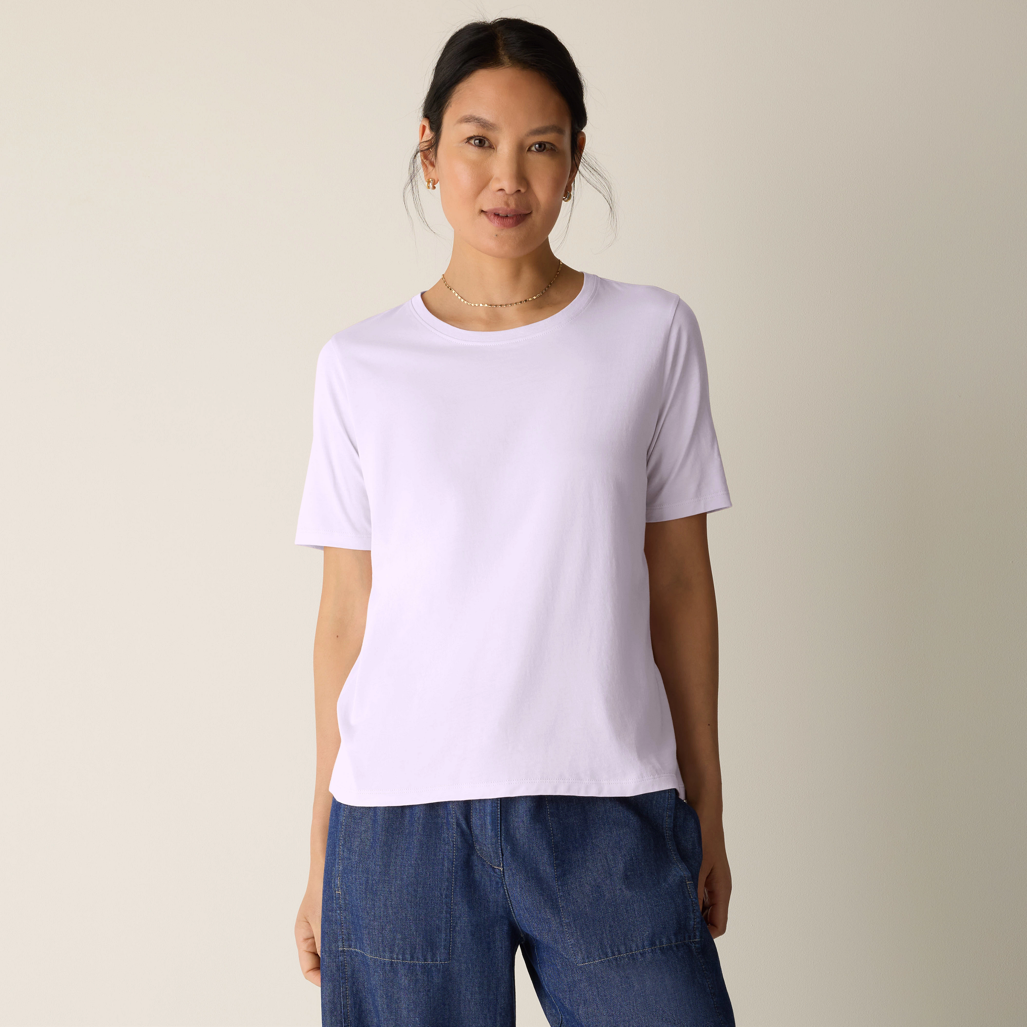 Organic Pima Cotton Jersey Round Neck Tee from EILEEN FISHER - $88