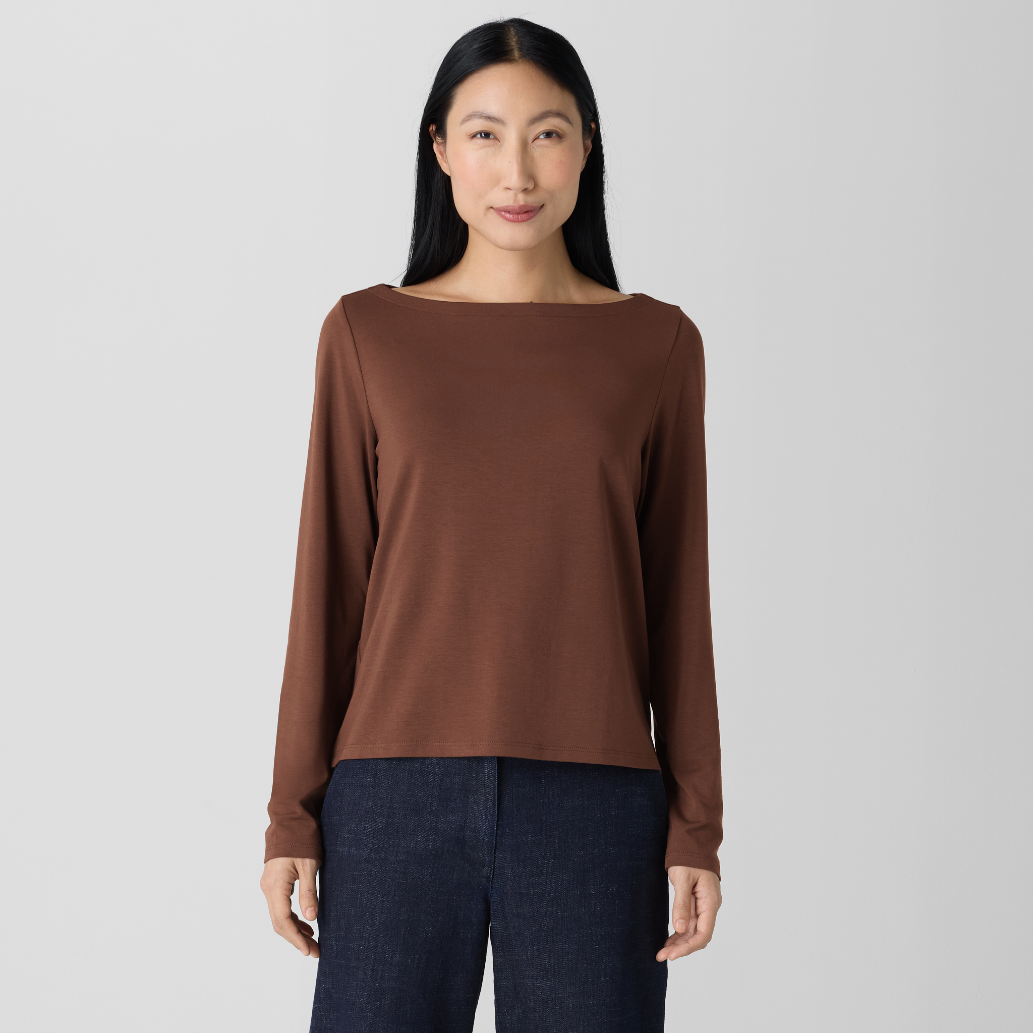 (取寄) アイリーン フィッシャー レディース クルー ネック ロング スリーブ ティー Eileen Fisher women Crew Neck Long Sleeve Tee Black Organic Pima Cotton Jersey Long-Sleeve Tee | EILEEN FISHER