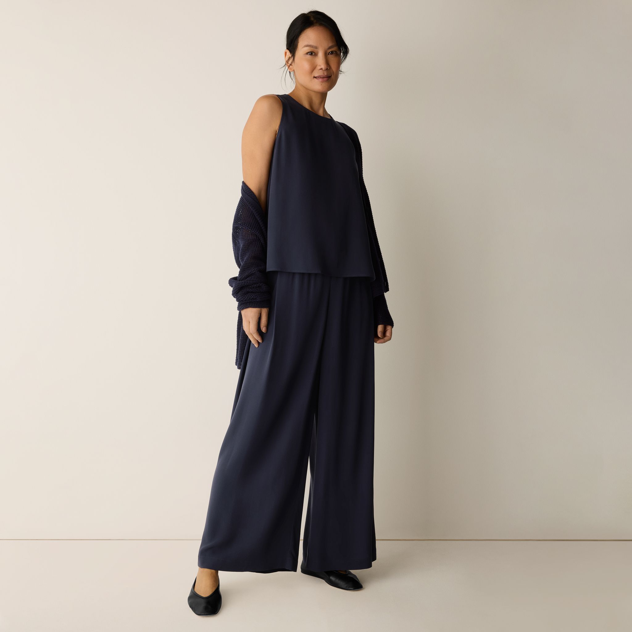 Silk Georgette Crepe Round Neck Tank from EILEEN FISHER - $198