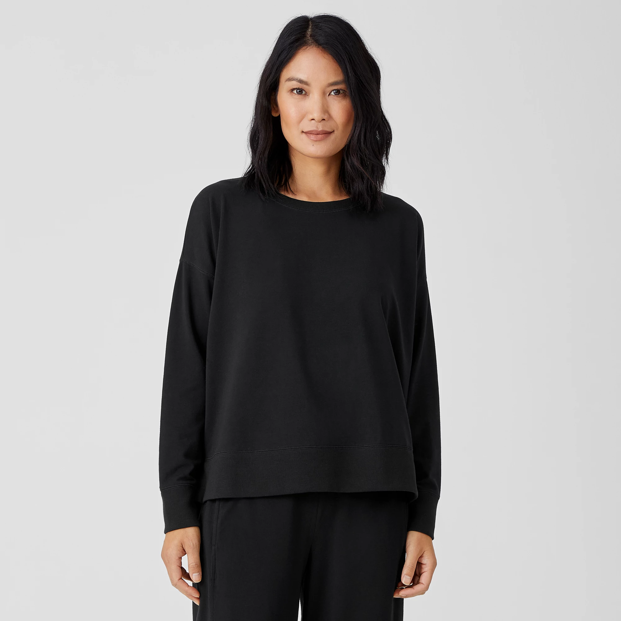 Traceable Cotton Jersey Crew Neck Top | EILEEN FISHER