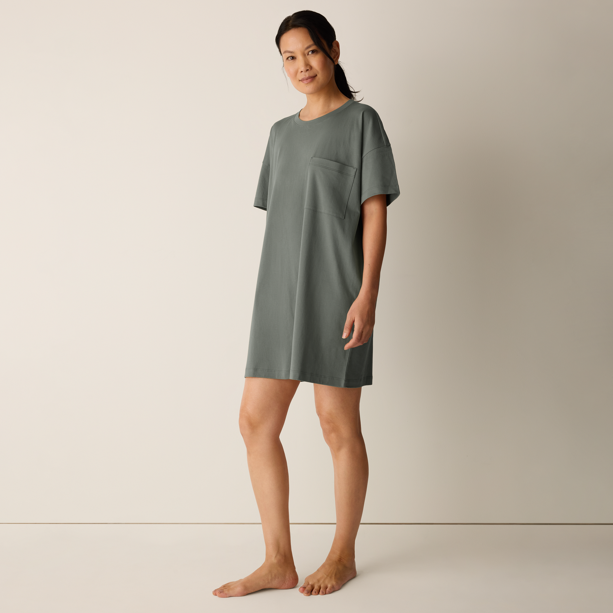 Organic Cotton Interlock Crew Neck Sleep Dress from EILEEN FISHER - $128
