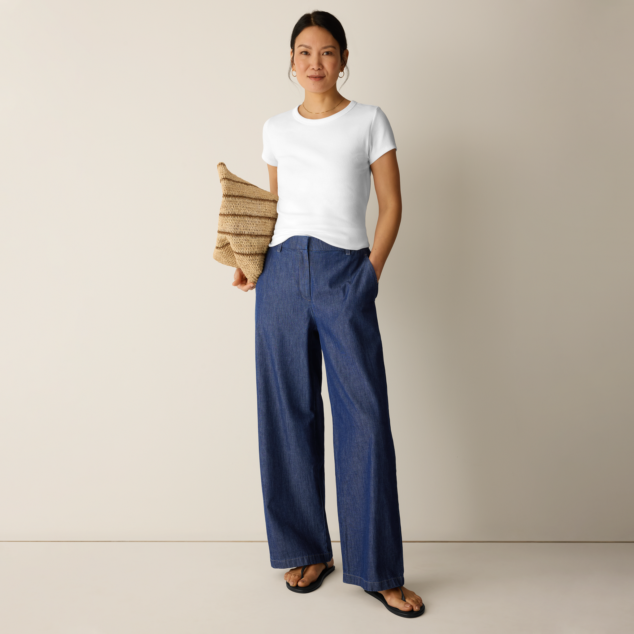 Lightweight Organic Cotton Denim Full-Length Trouser from EILEEN FISHER - $188