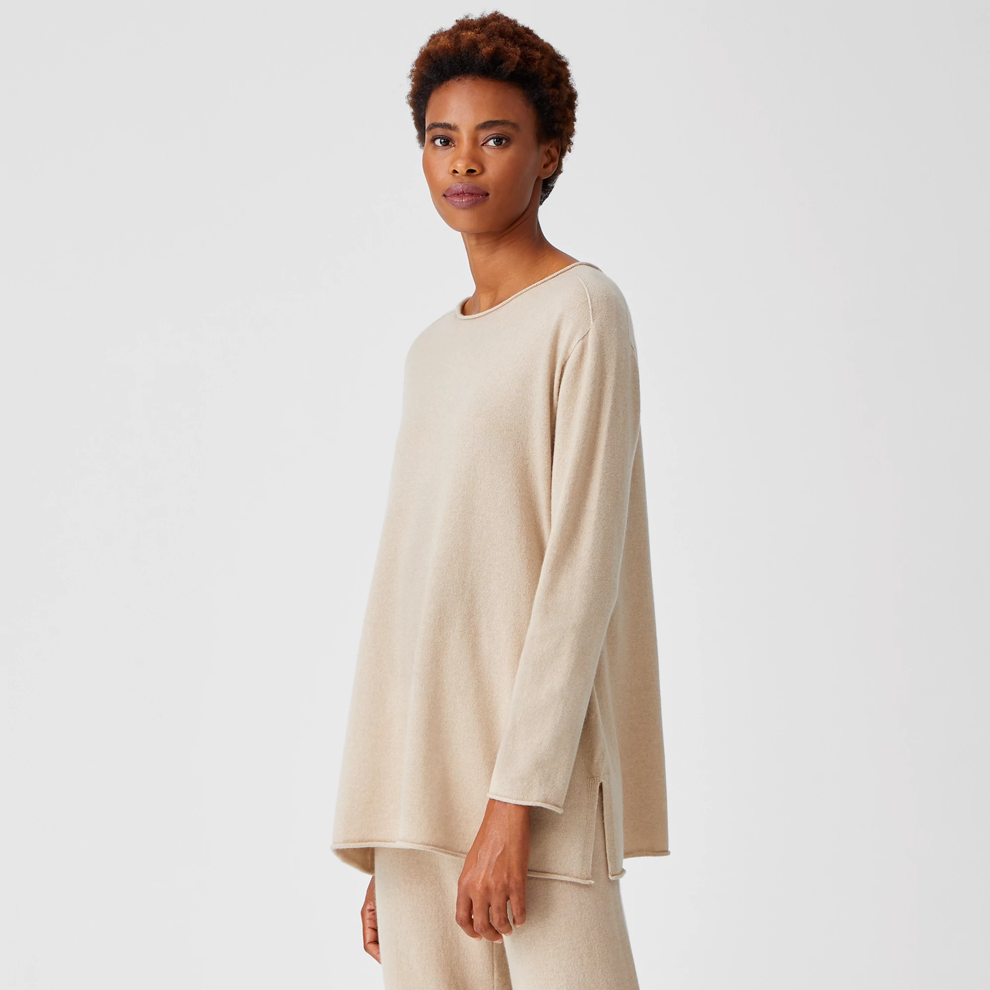 Italian Cashmere Crew Neck Tunic | EILEEN FISHER