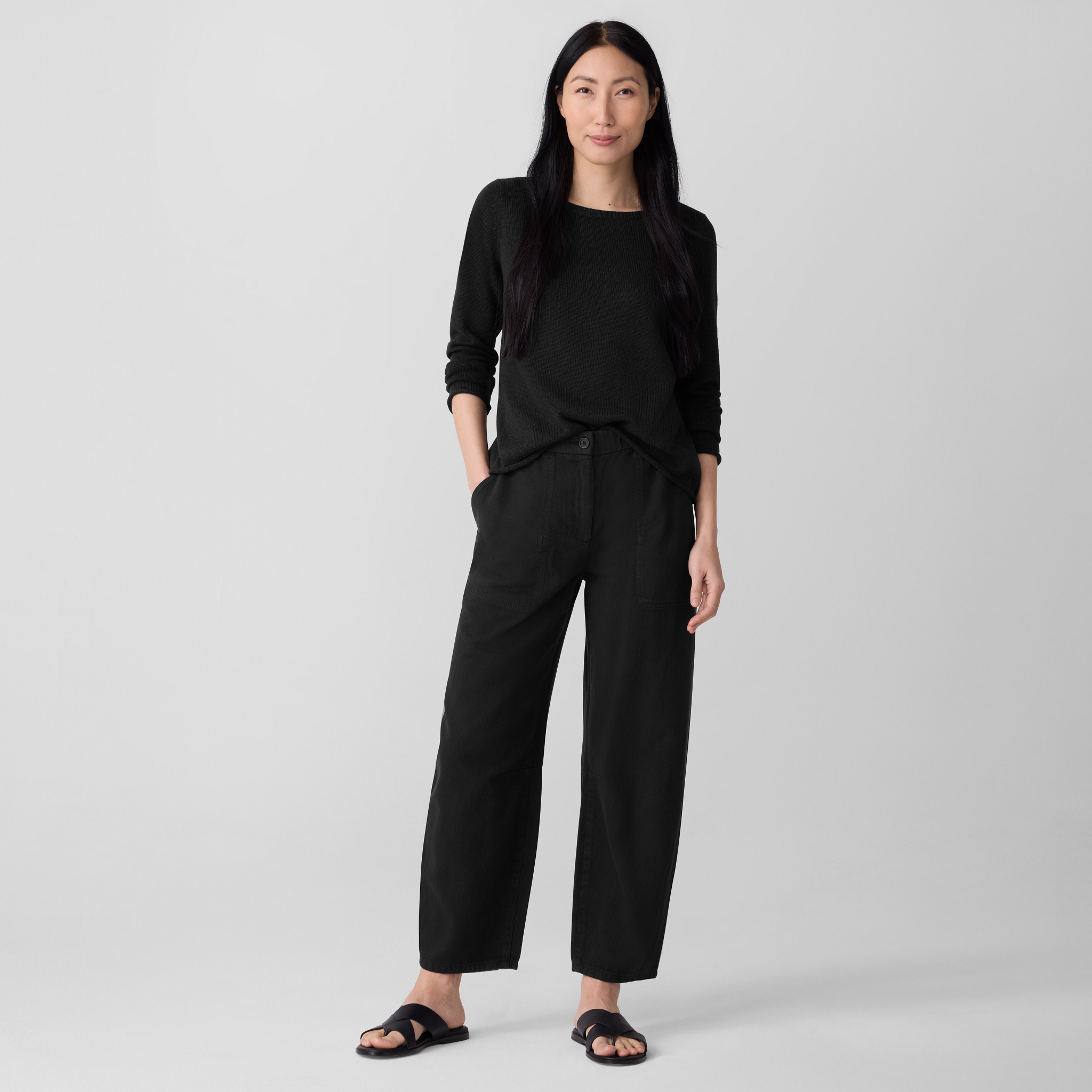 Garment-Dyed Utility Cotton Arch Pant from EILEEN FISHER - $198