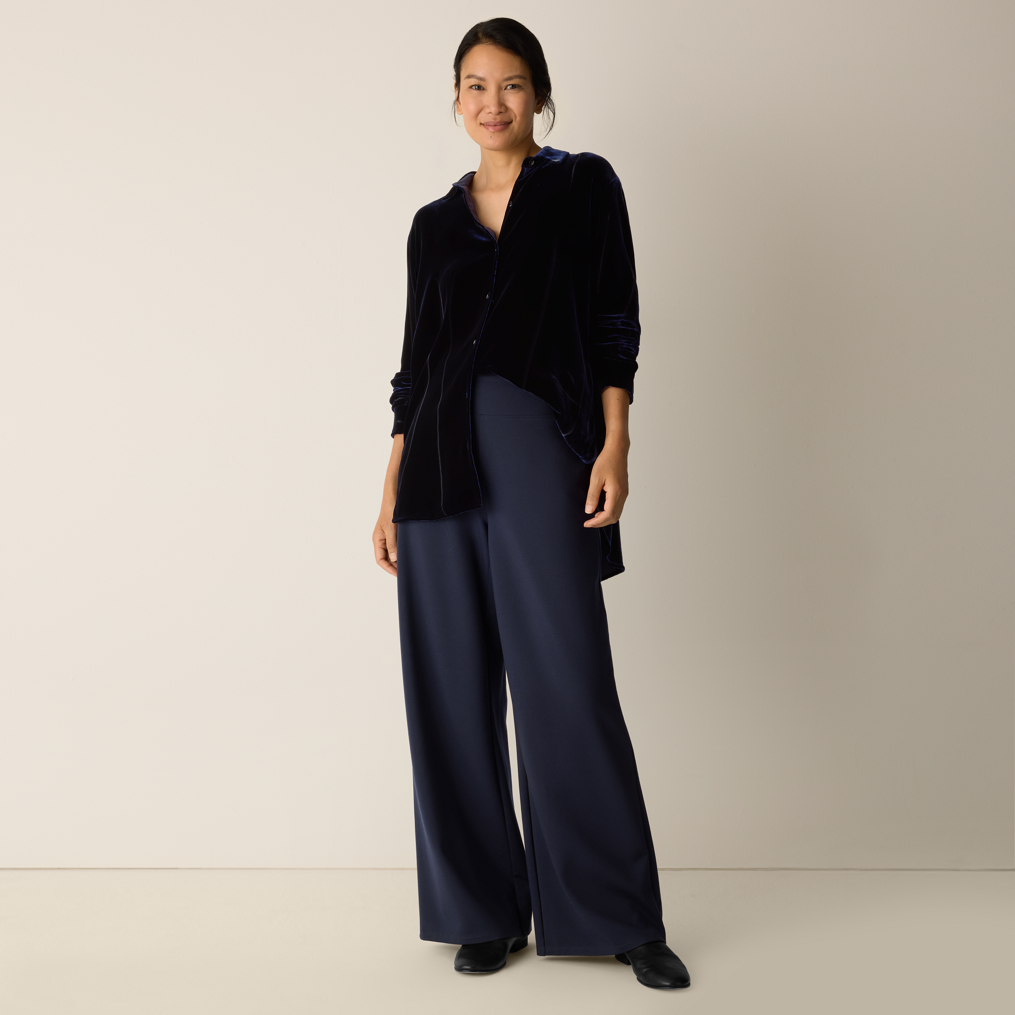 Washable Flex Ponte High Waisted Wide-Leg Pant