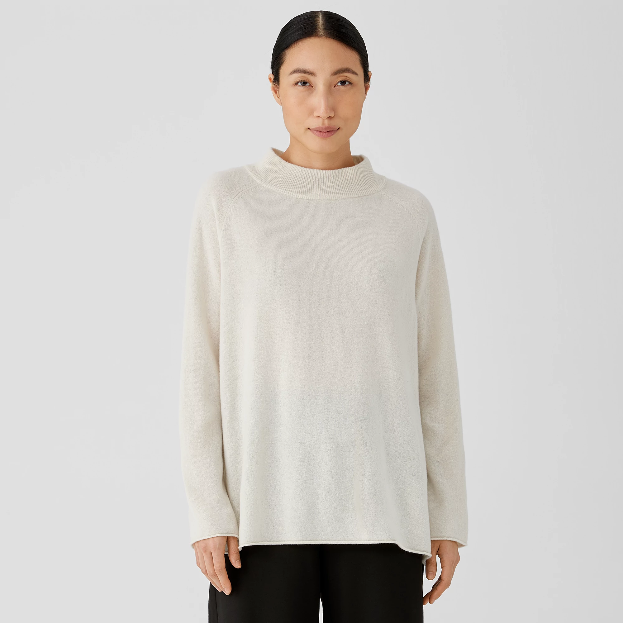 Eileen Fisher Mock Neck Cashmere \u0026 Wool-Blend Top