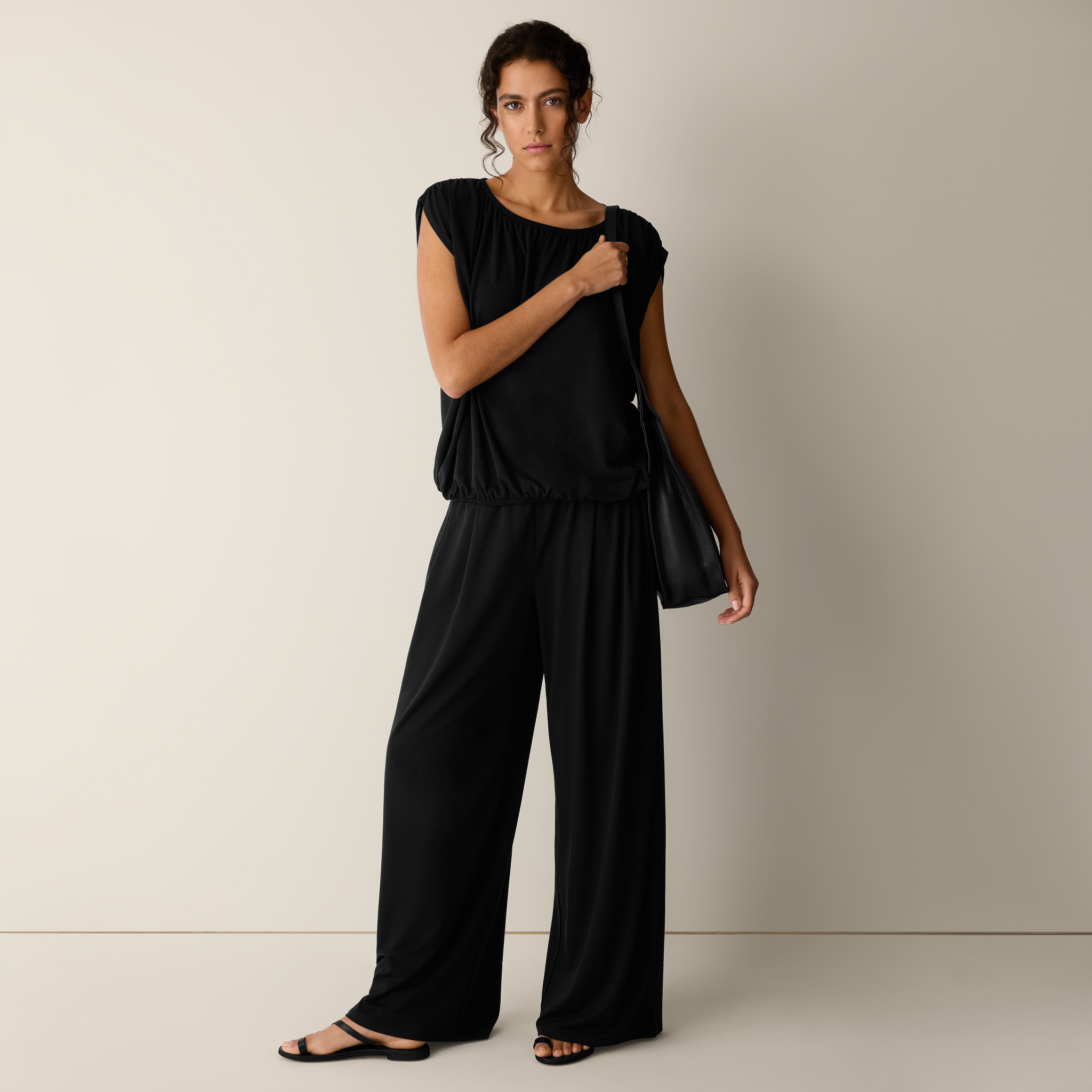 Stretch Jersey Knit Full-Length Wide Pant from EILEEN FISHER - $168